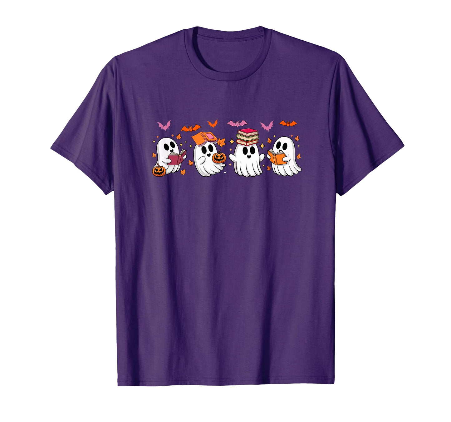 Halloween Group Boo Ghosts Reading Books Bookworm Librarian T-Shirt