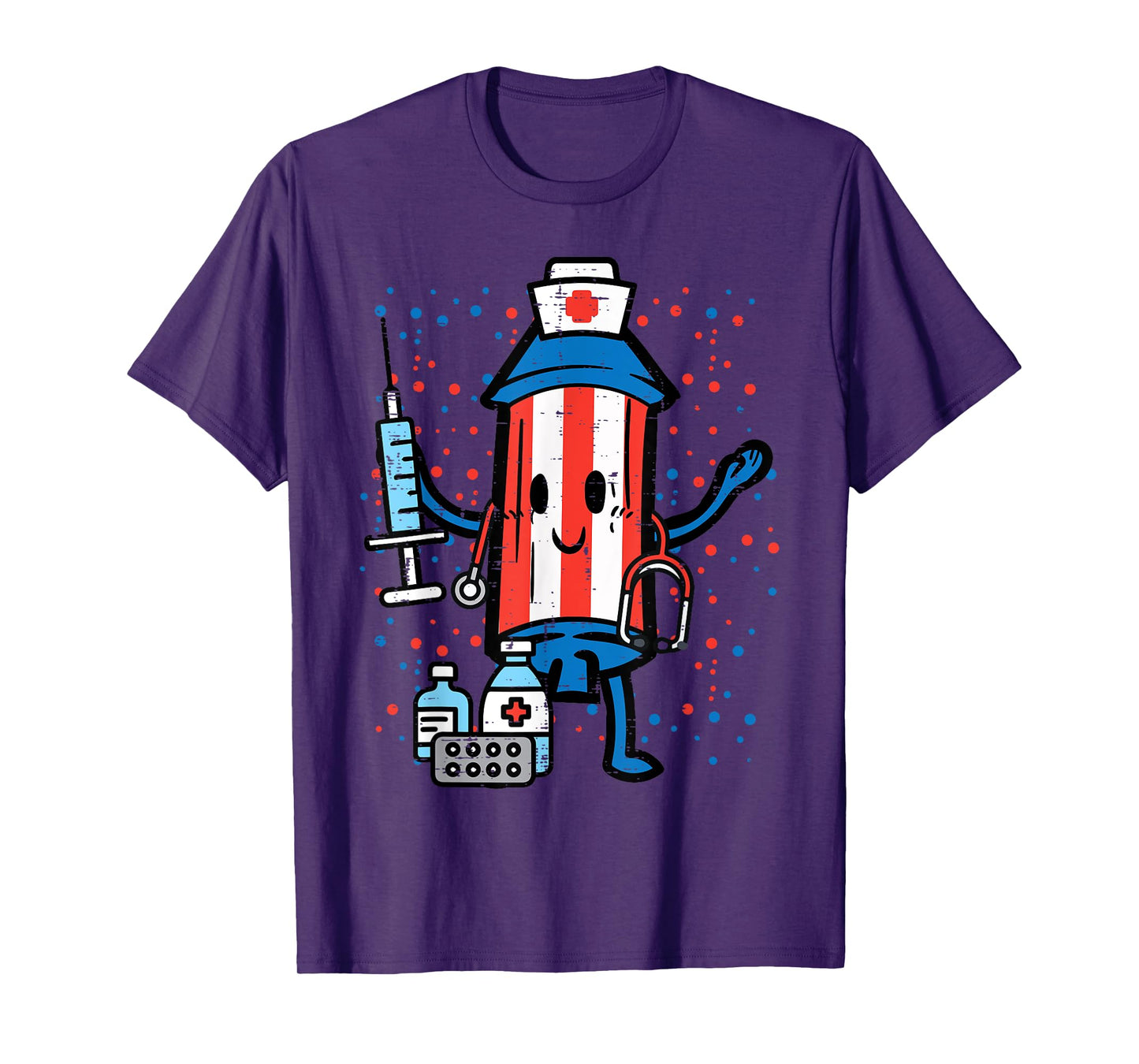 4th Of July Firecracker Nurse Funny America Scrub Top Women T-Shirt