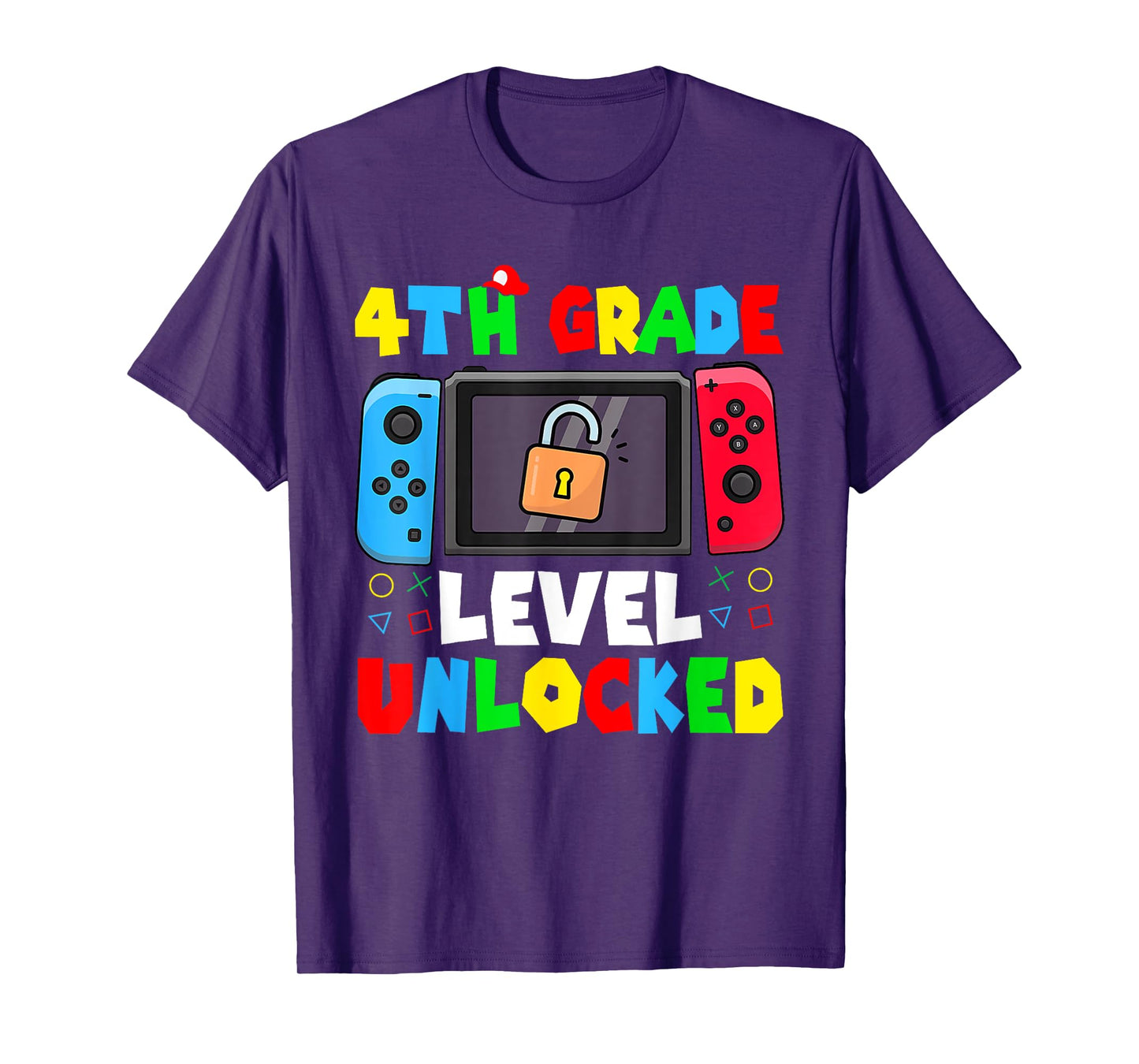 4th Grade Level Unlocked Back to School First Day Gamer Boys T-Shirt