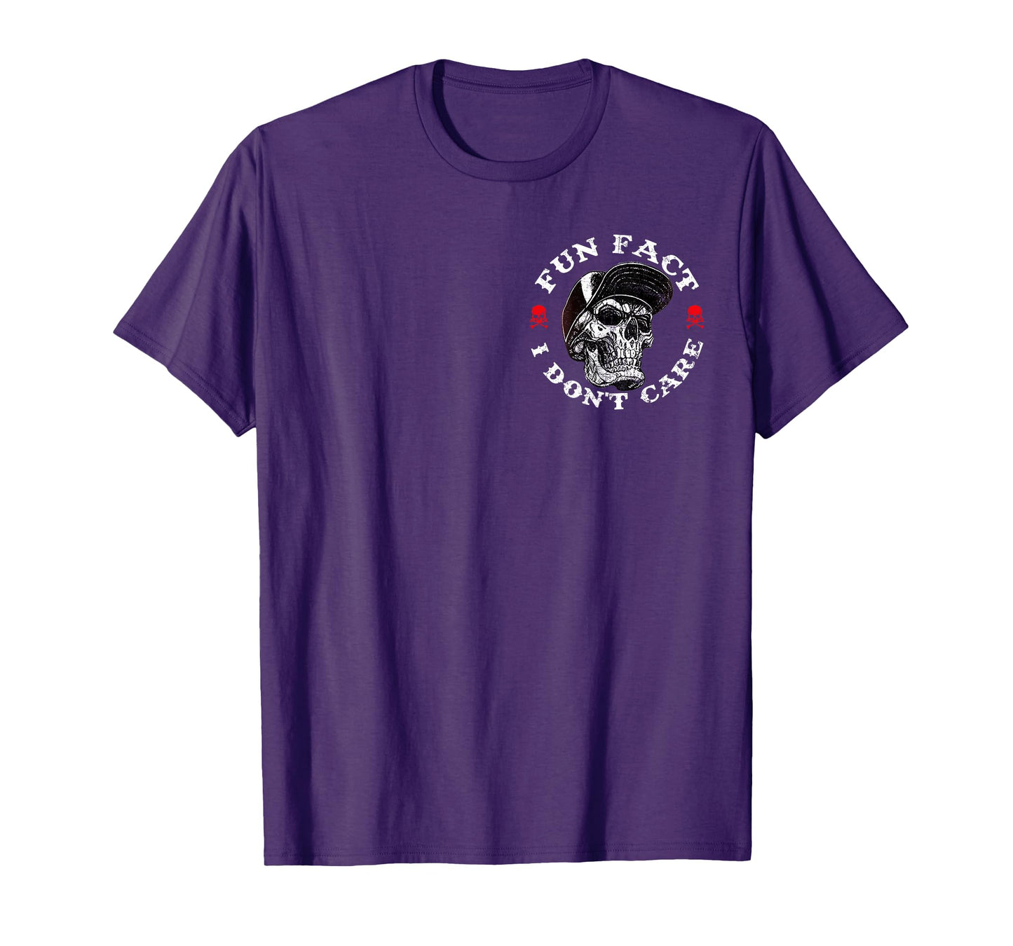 (2 Sided) Fun Fact I Don't Care Funny Skeleton Saying Quote T-Shirt