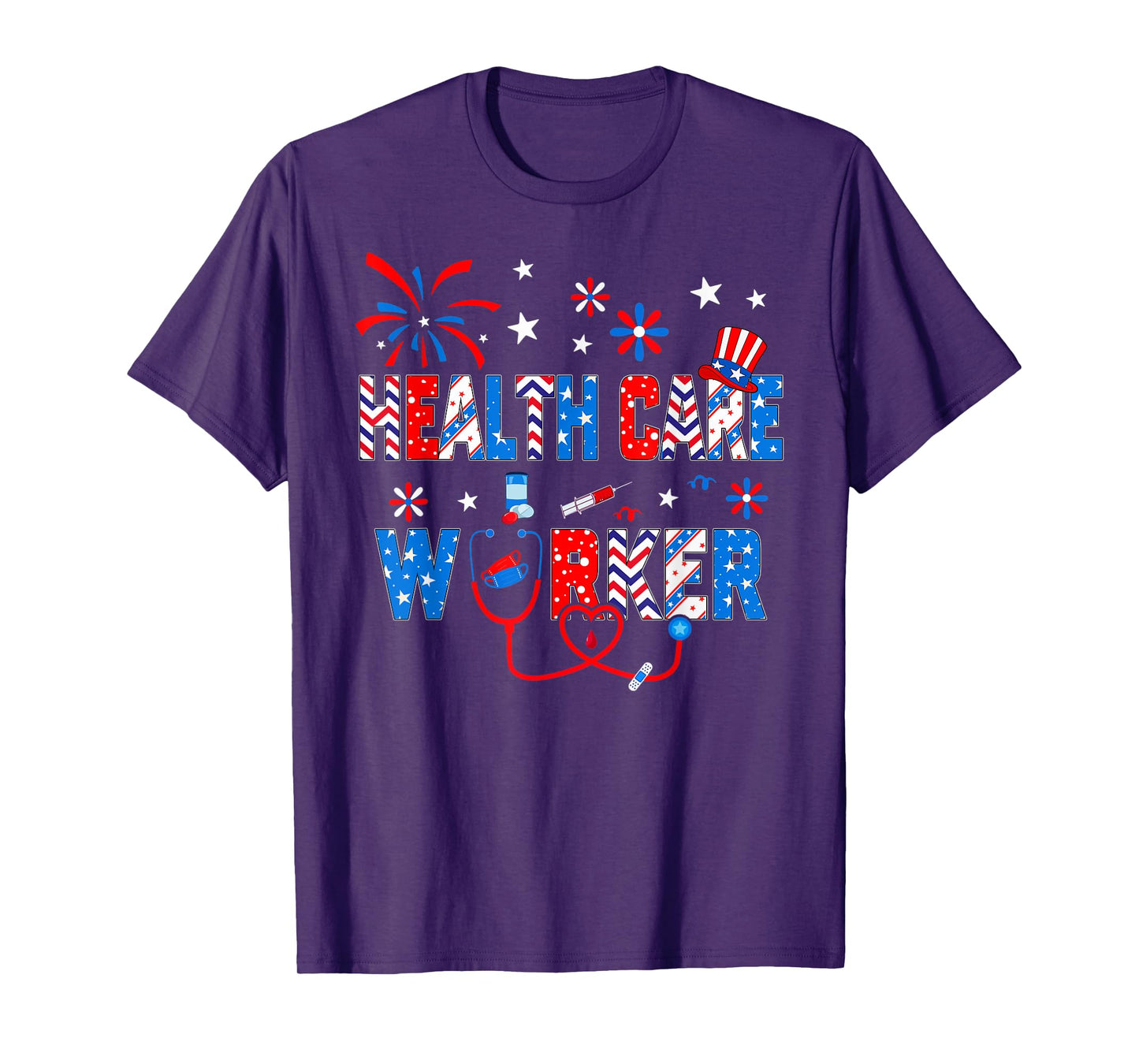 4th Of July For Women Stethoscope Health Care Worker Nurse T-Shirt