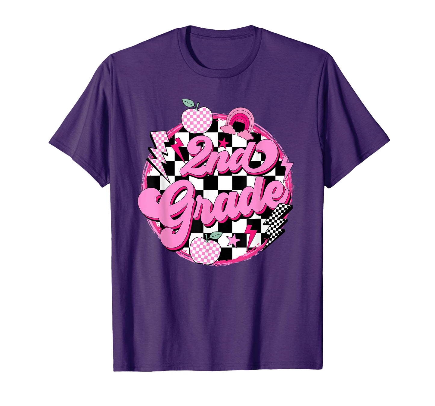 2nd Grade Teacher Women Retro Checkered First Day of School T-Shirt