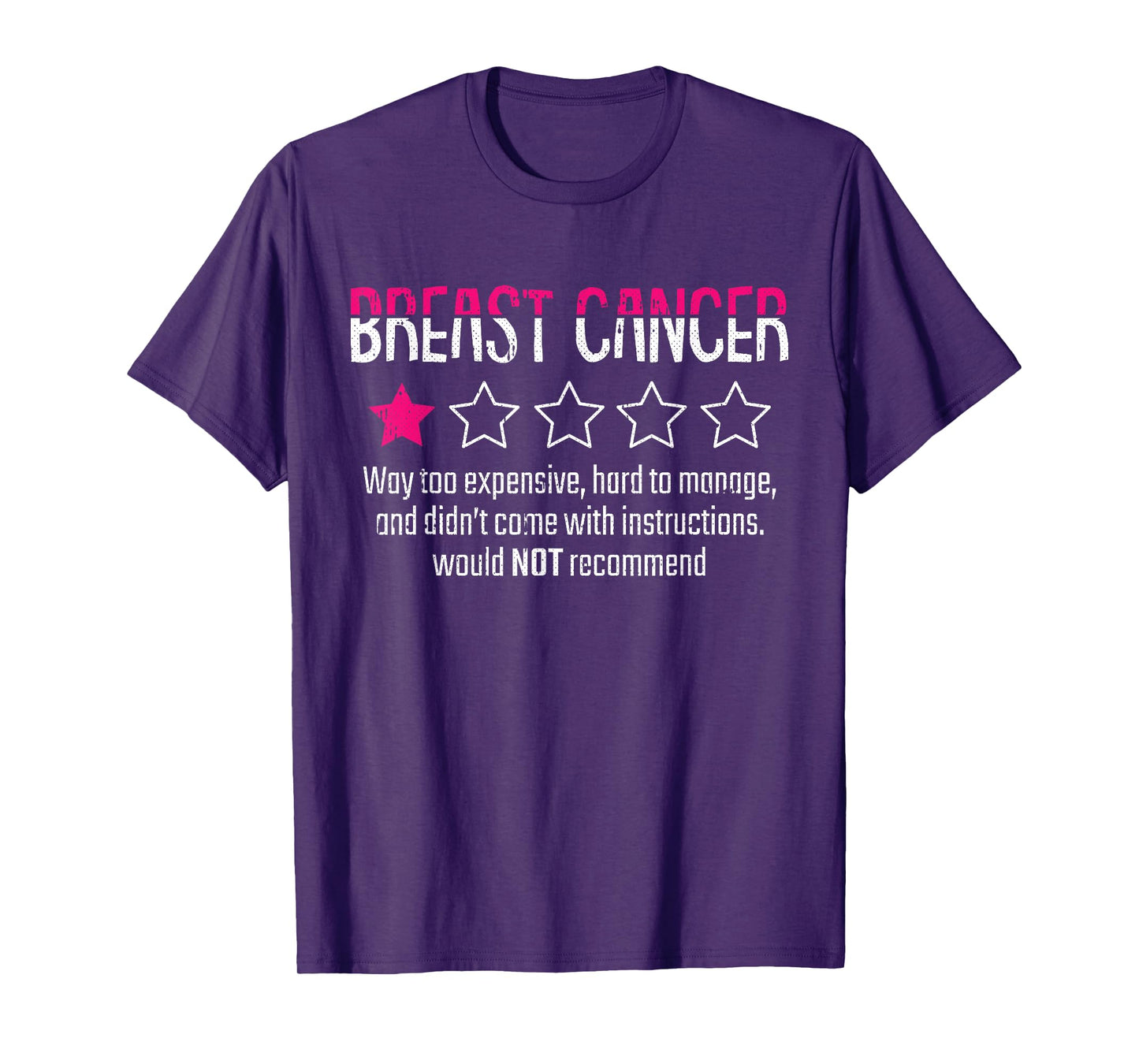 1 Star Rating Breast Cancer Awareness Funny Fighter T-Shirt