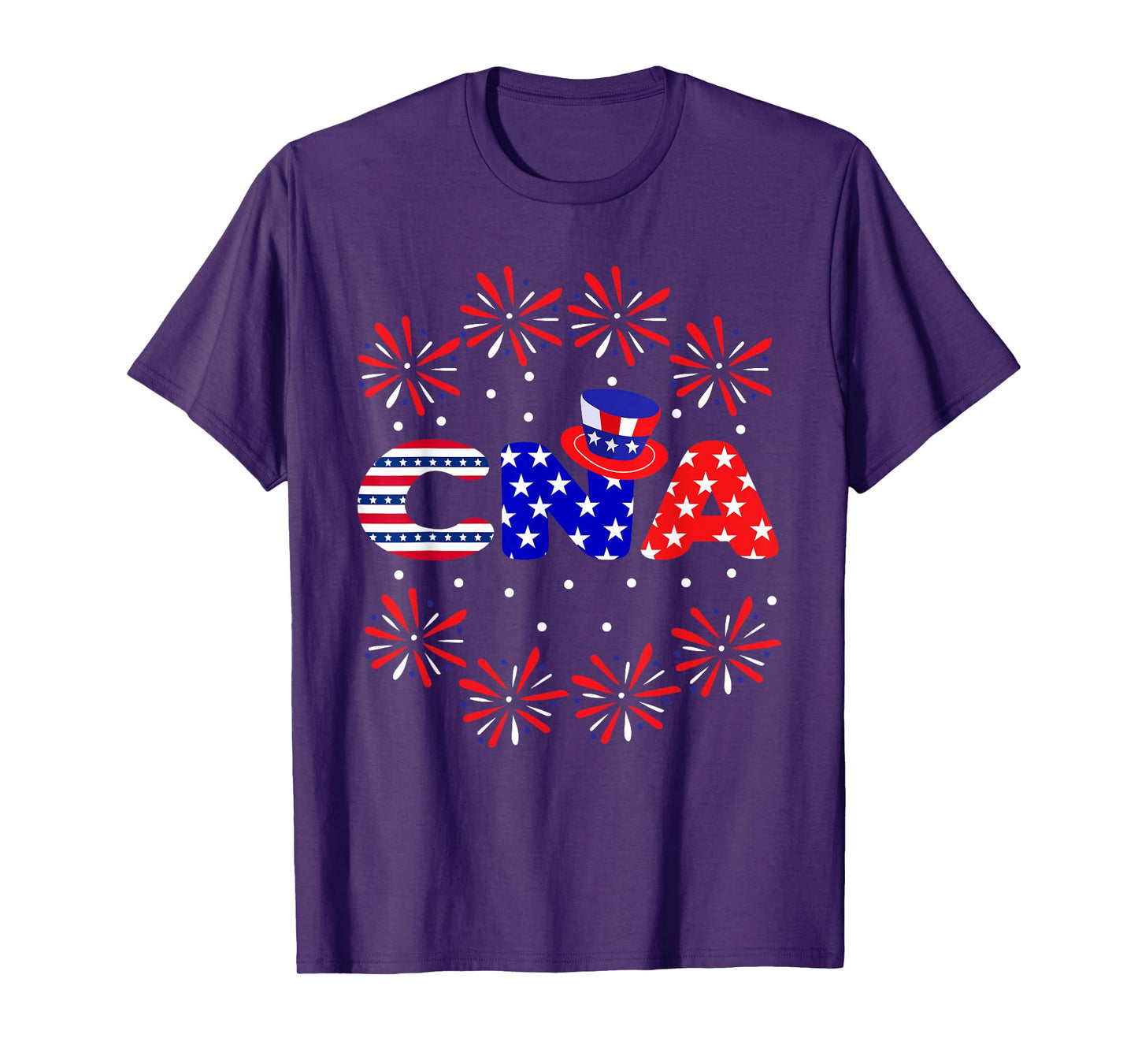 4th Of July CNA Nurse Red White Blue USA Flag Patriotic T-Shirt for Women Men