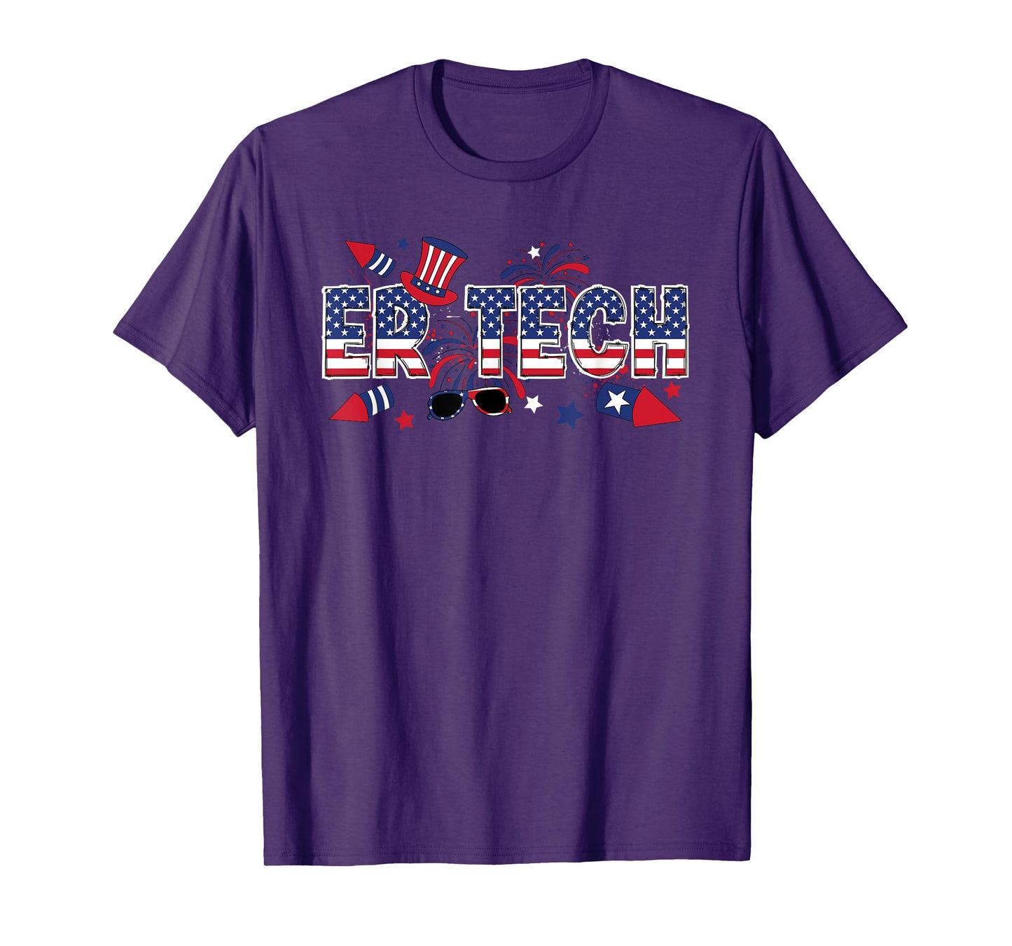 4th Of July ER Tech American Flag Emergency Room Technician T-Shirt for Women Men