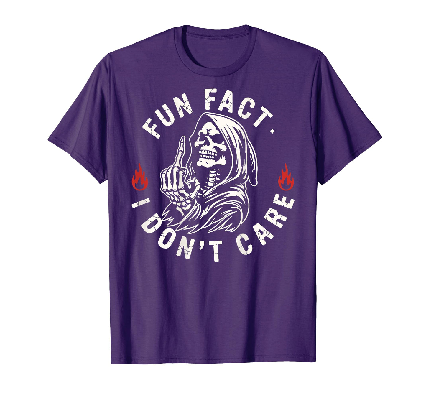 (ON Back) Fun Fact I Don't Care Grim Reaper Skeleton T-Shirt