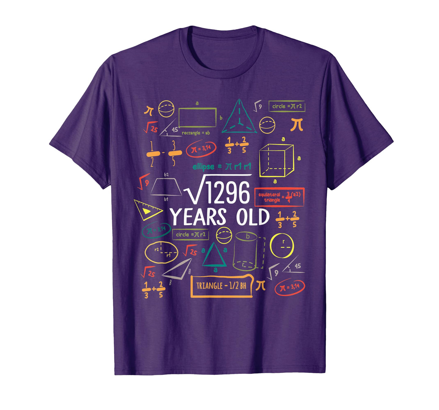 36 Years Old Square Root Math 36th Birthday Men Women T-Shirt