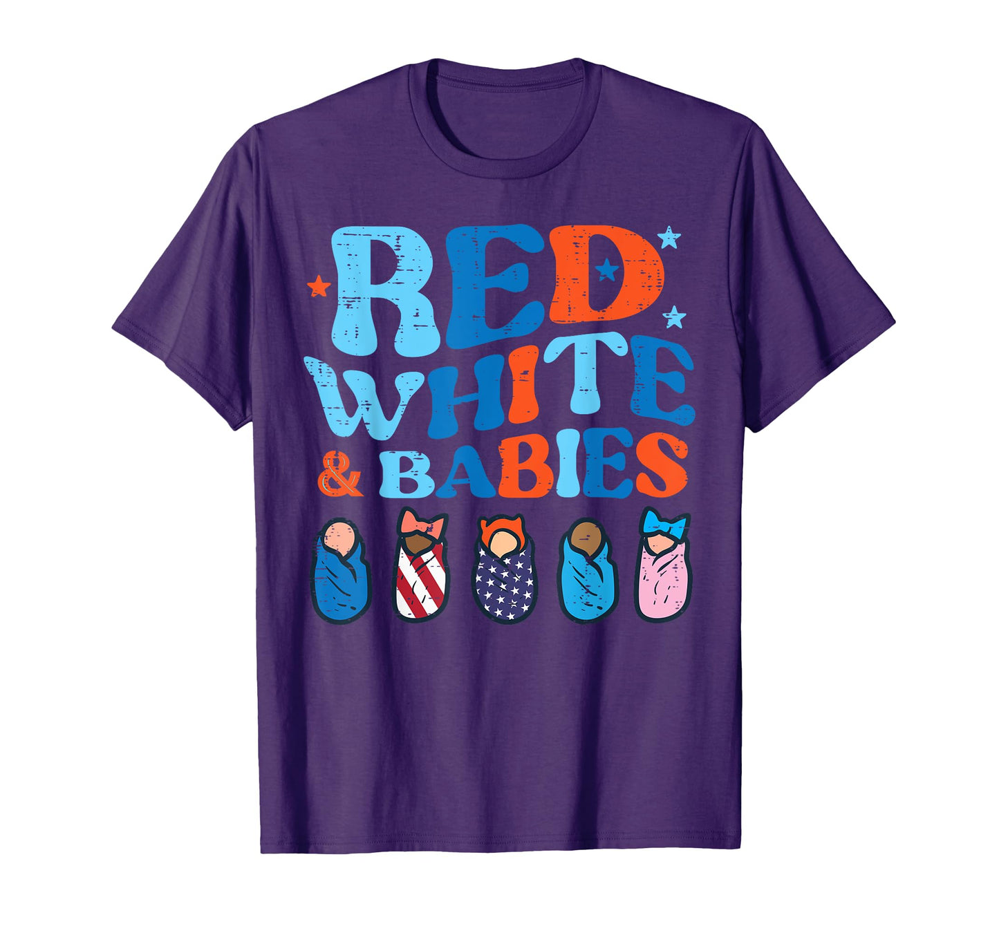 4th July Nicu Nurse Red White Babies Patriot Scrub Top Women T-Shirt