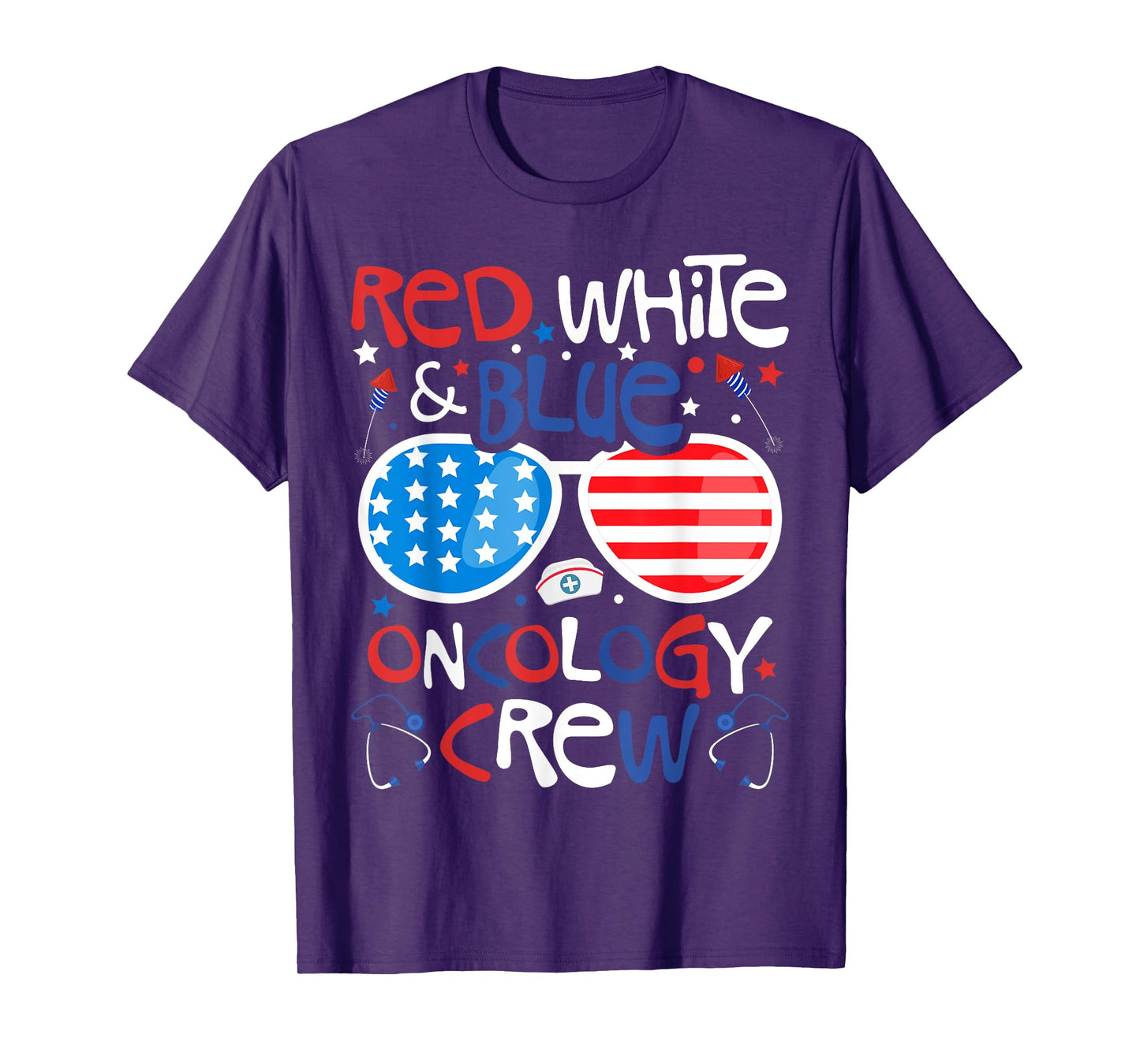 4th of July Red White Blue Oncology Crew Patriotic Nurse T-Shirt