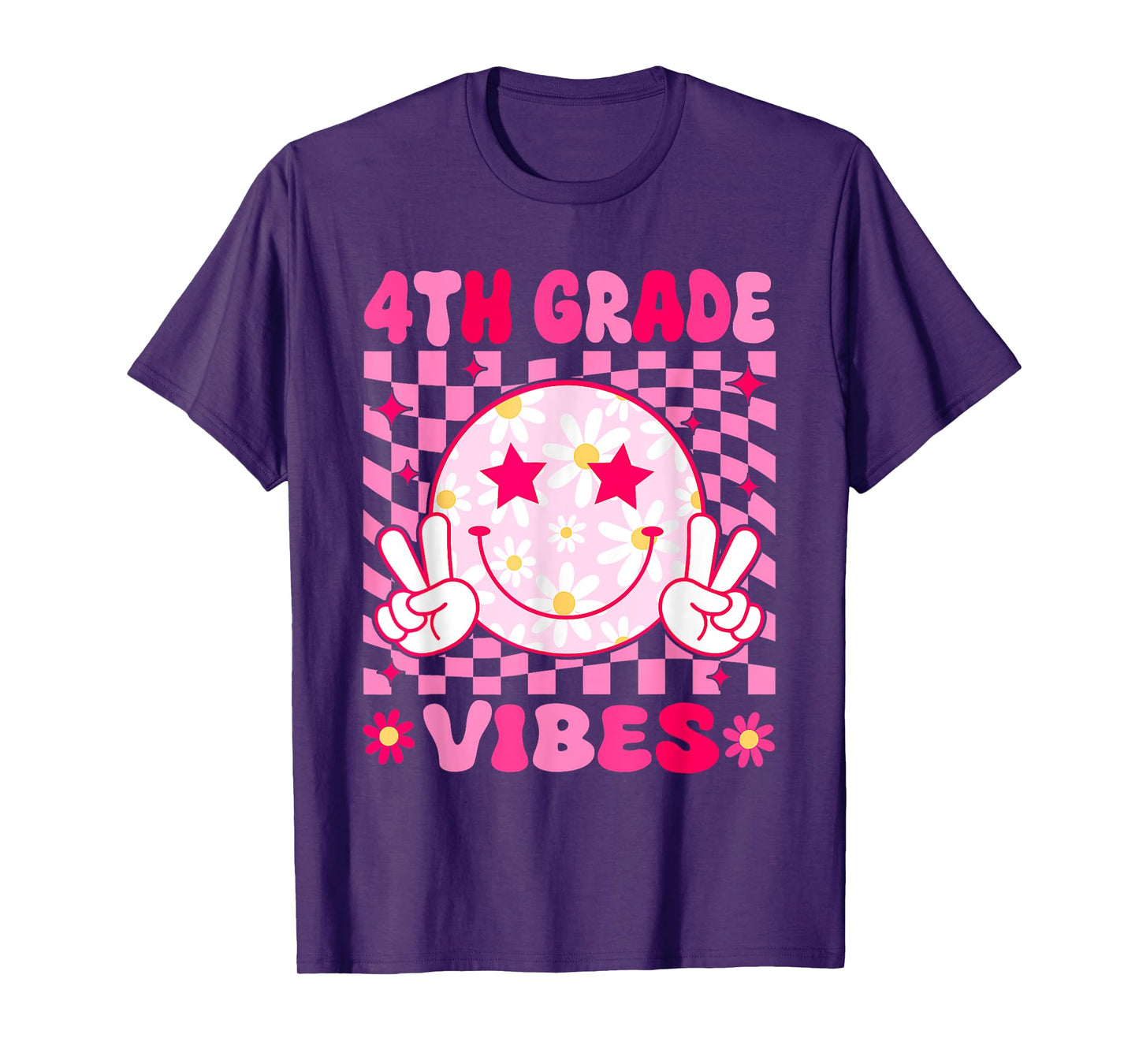 4th Grade Vibes Smile Face Fourth grade Girls Back to School T-Shirt
