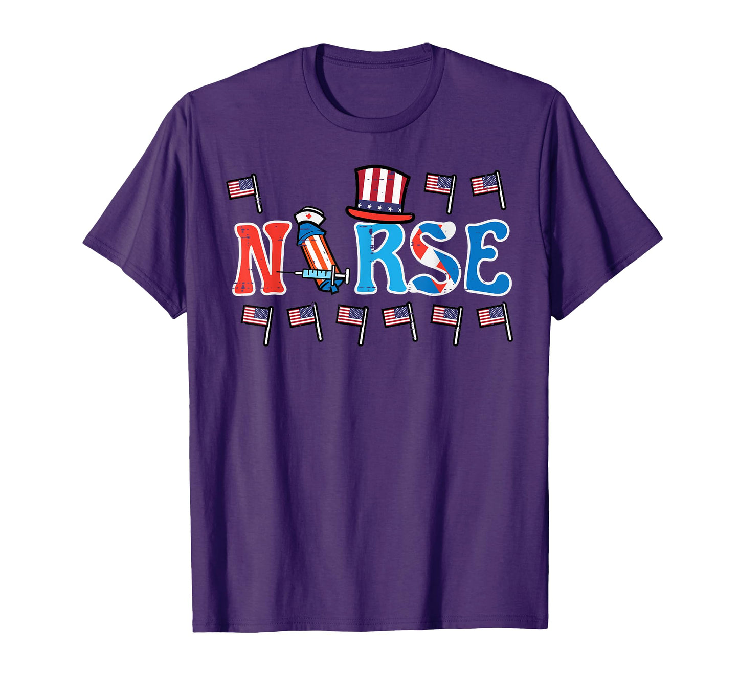 4th Of July Nurse US Flags Patriotic Scrub Top Women Men T-Shirt