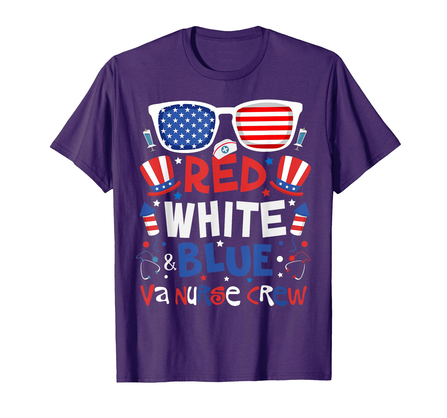 4th of July Red White Blue VA Nurse Crew Patriotic Nurse T-Shirt