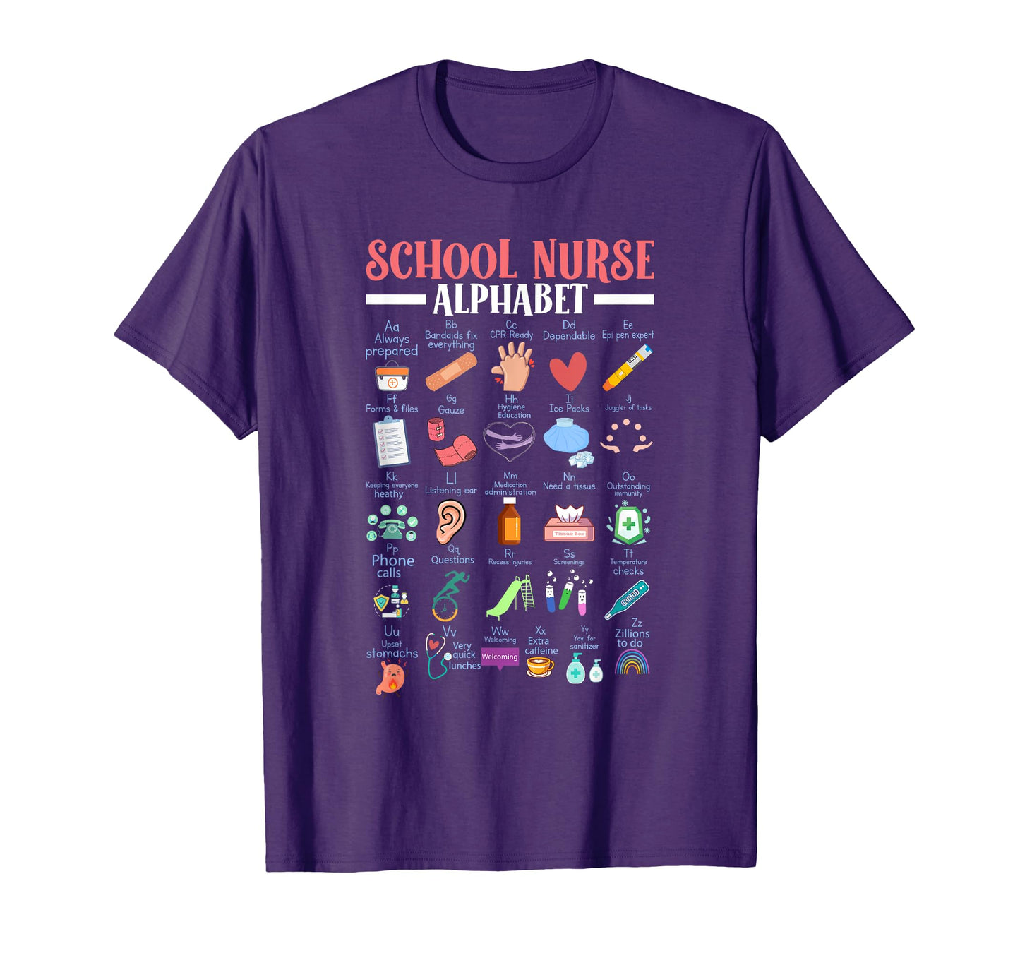 ABC School Nurse Alphabet Student Teacher Health Worker T-Shirt