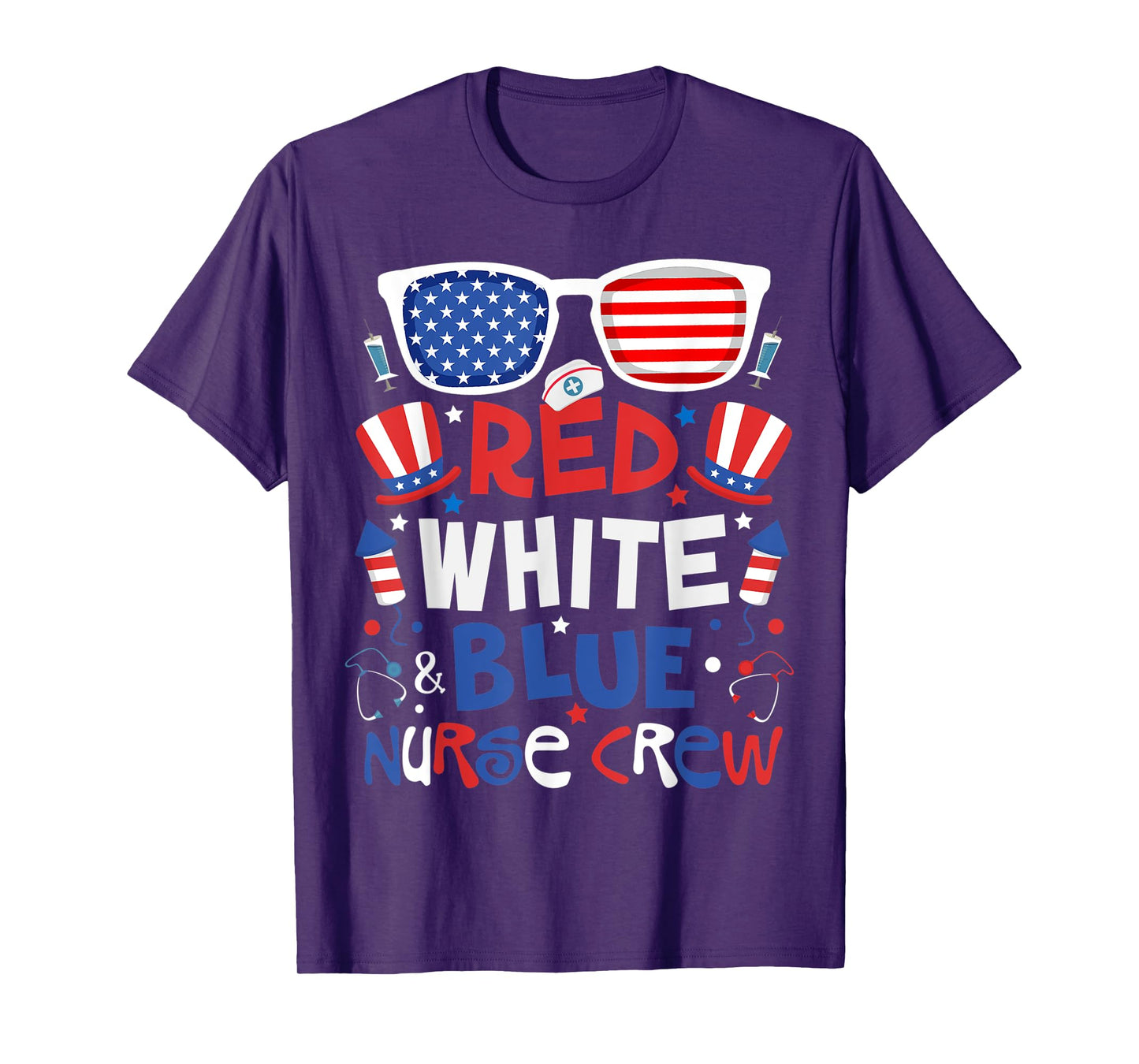 4th Of July Nurse Crew Scrub Tops Patriotic Nurses Matching T-Shirt for Women Kids Men