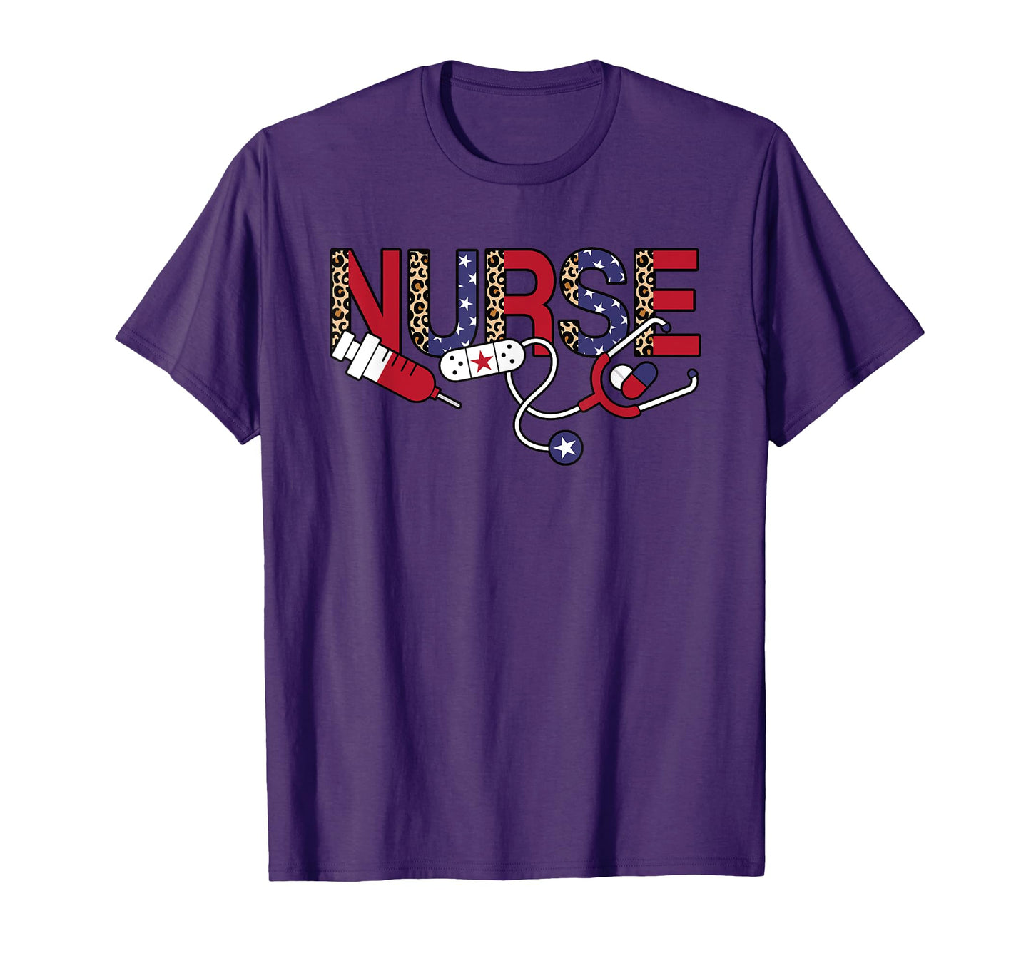 4th Of July Patriotic Nurse American Flag USA Nursing Women T-Shirt