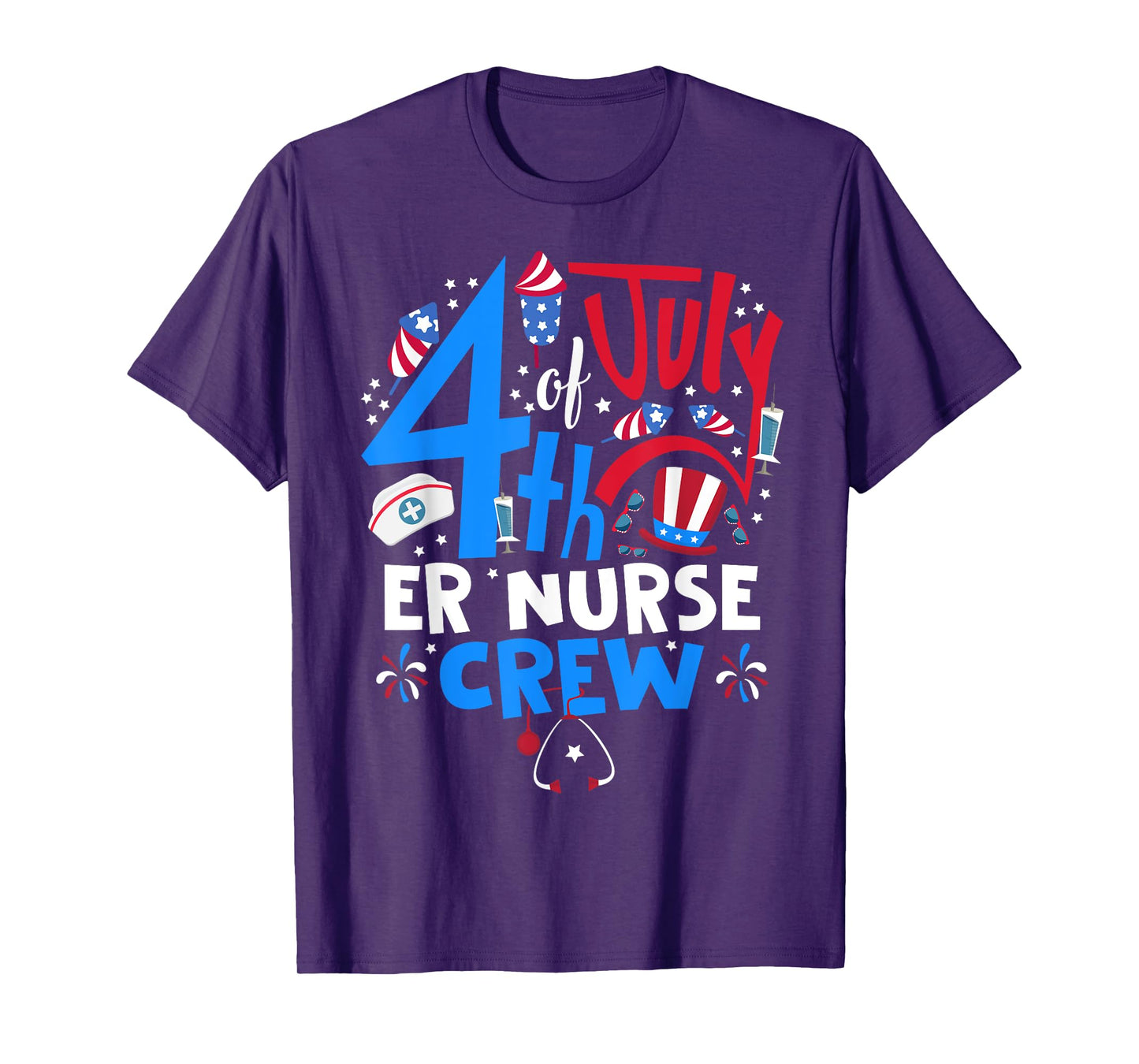 4th of July ER Nurse Crew Emergency Room Nurse In 4th July T-Shirt for Women Men