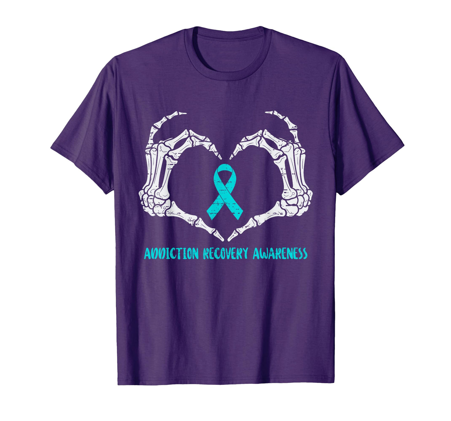 Addiction Recovery Awareness Drug Alcohol Skeleton Ribbon T-Shirt