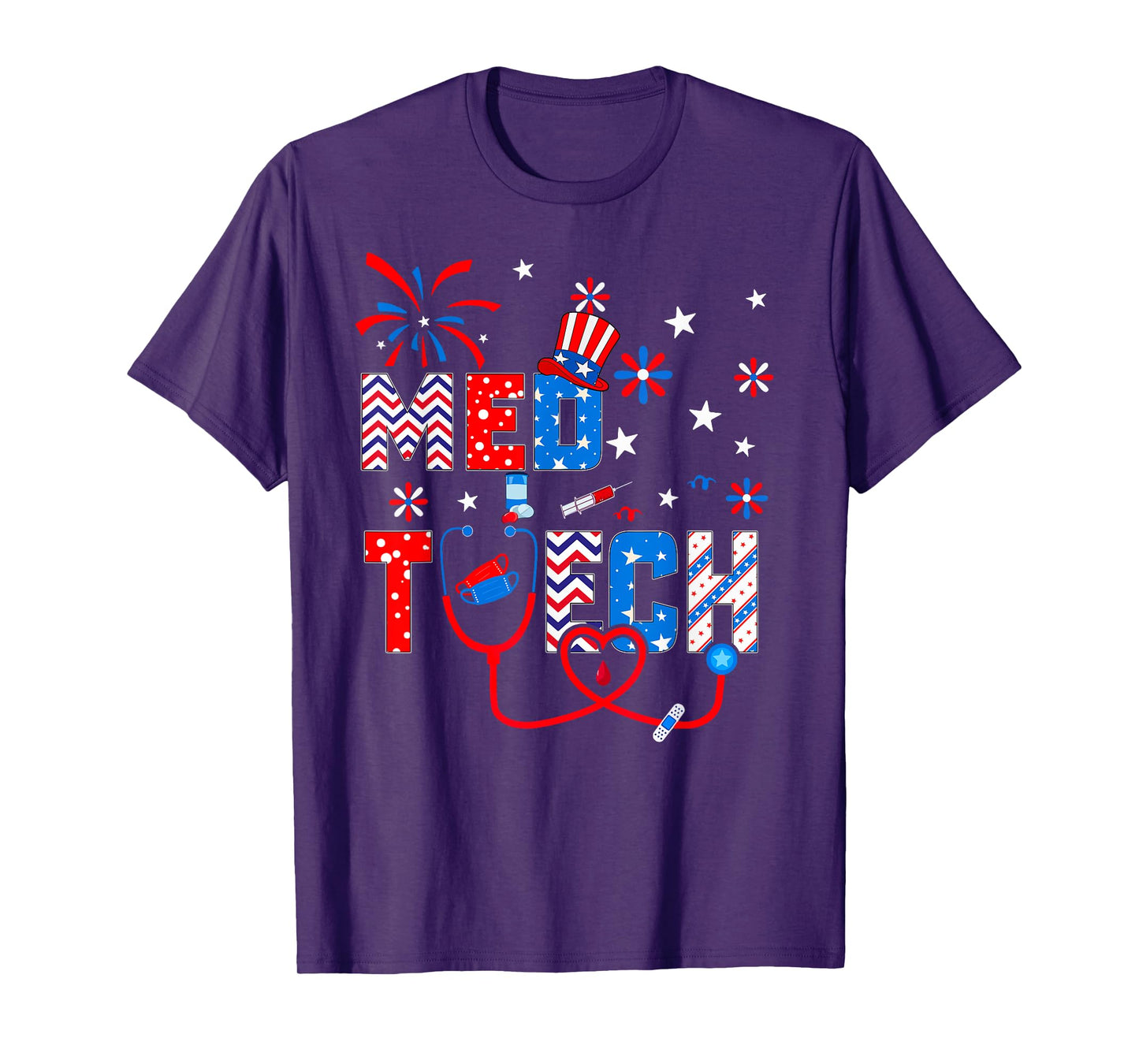 4th Of July Shirt For Women Stethoscope Patriotic Med Tech T-Shirt