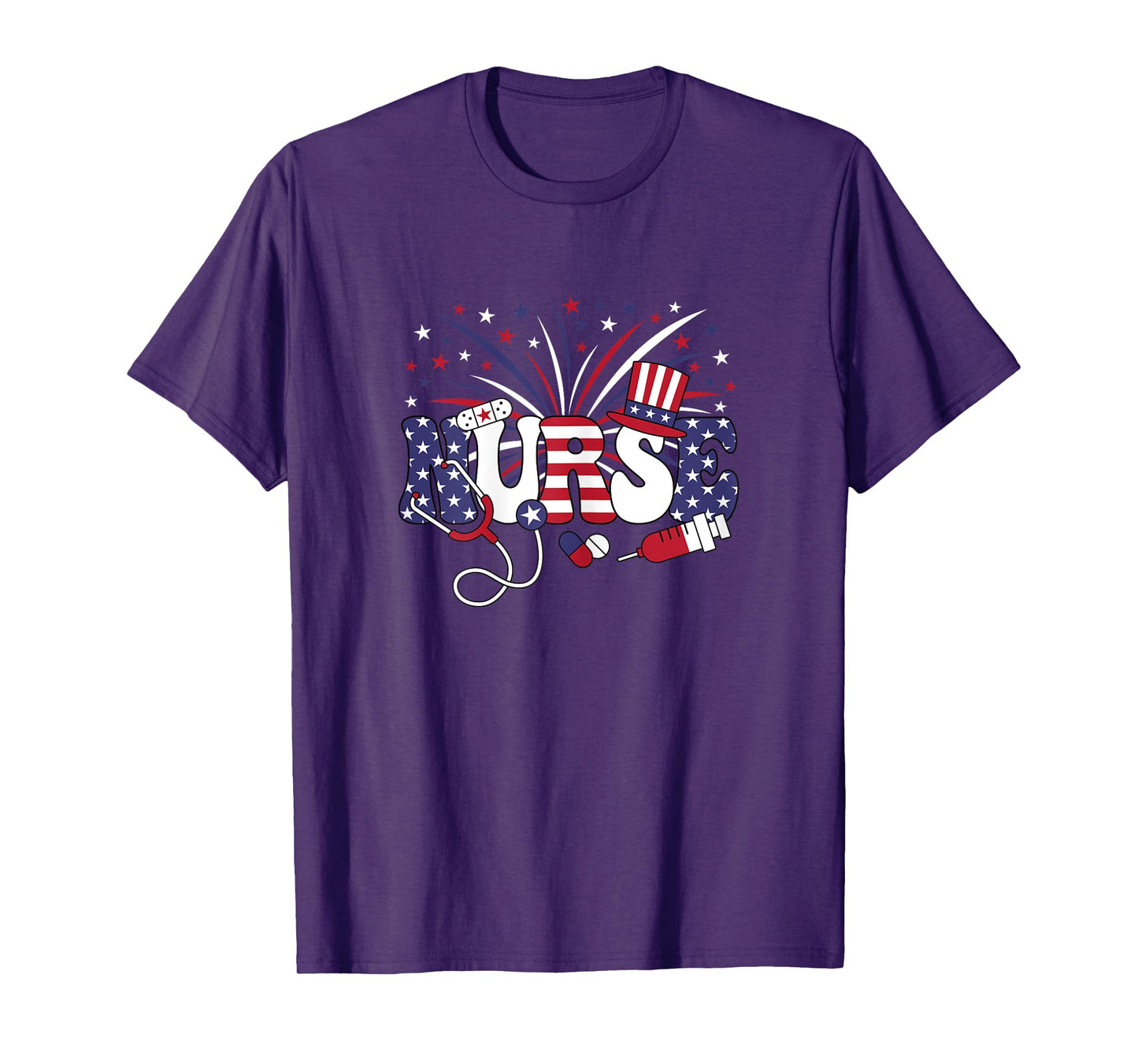 4th Of July Patriotic Nurse American Flag USA Nursing Women T-Shirt