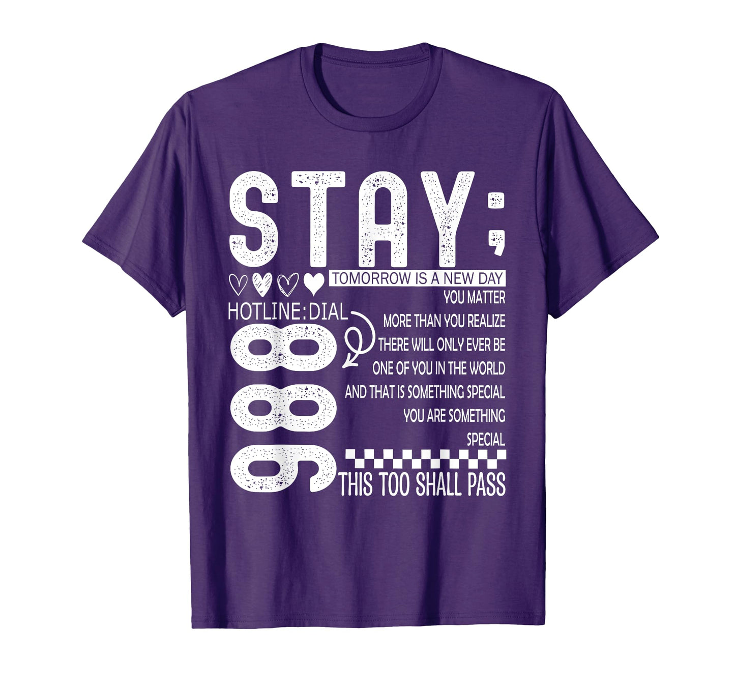 998 Semicolon Stay Mental Health Awareness Support Squad T-Shirt
