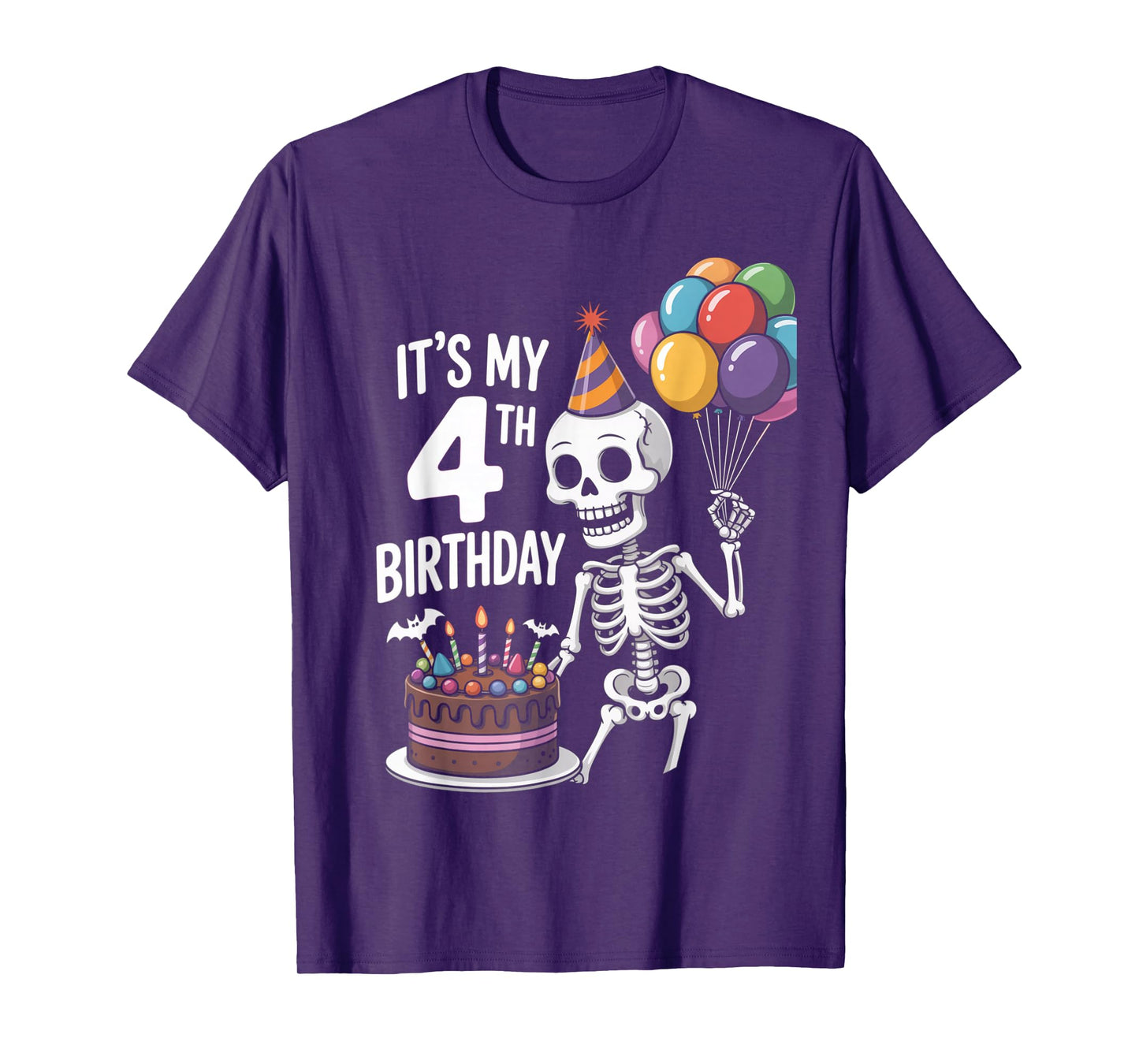 4th Birthday Skeleton Halloween Party Kids Spooky Skeleton T-Shirt
