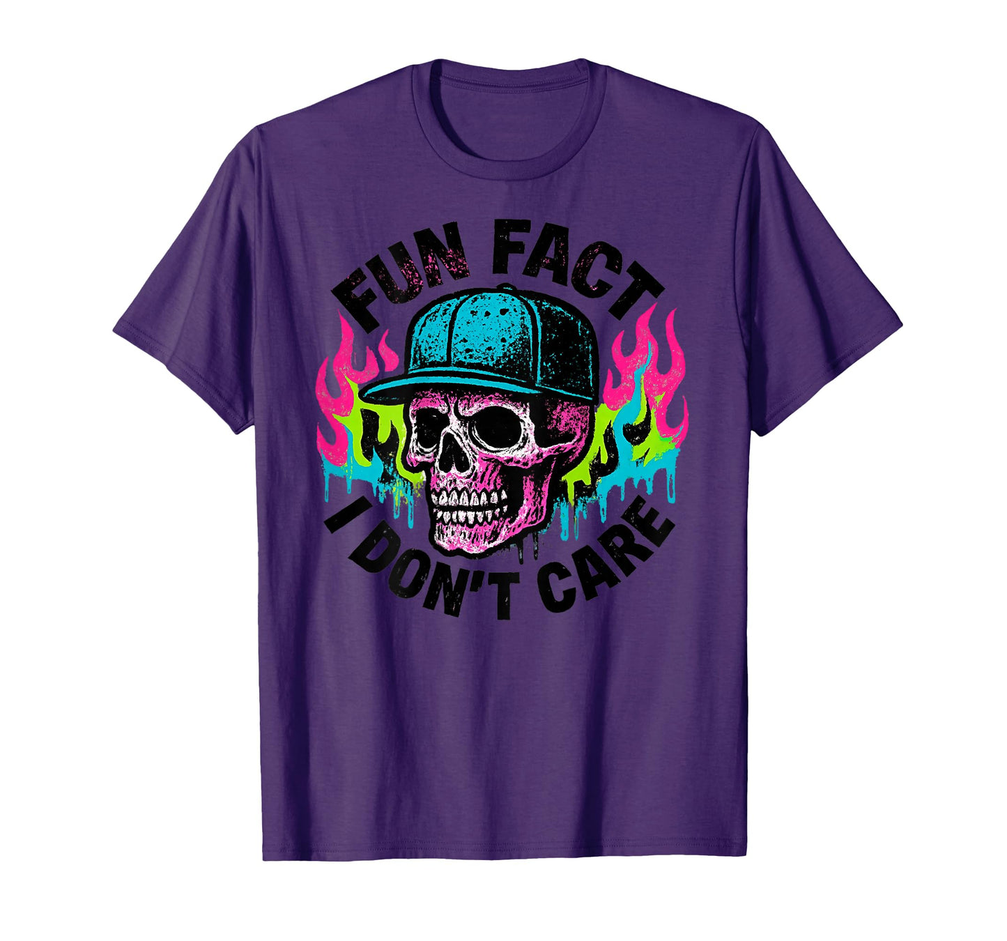 (ON Back) Fun Fact I Don't Care Funny Skeleton Humor Quote T-Shirt