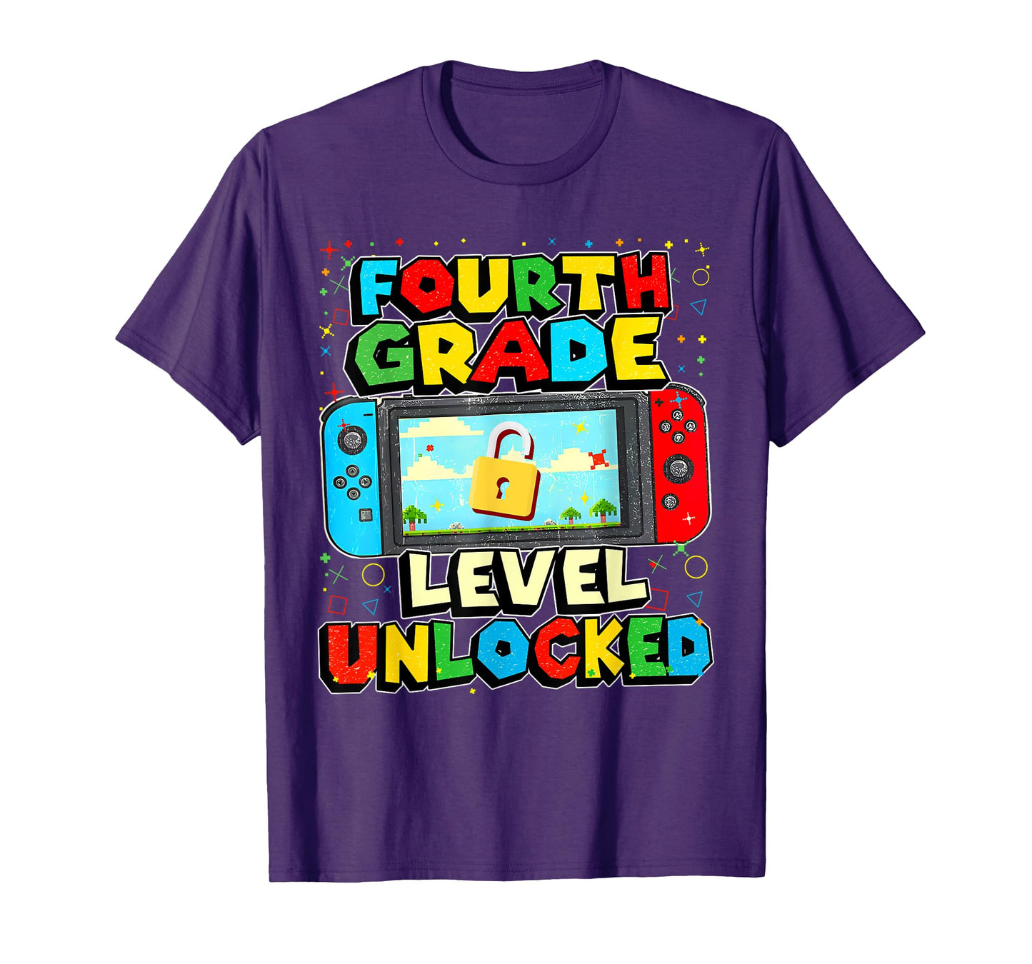 4th Grade Level Unlocked Funny Gamer Boys Back To School T-Shirt