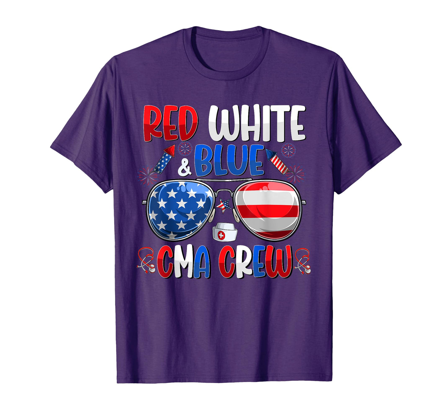 4th Of July CMA Crew Scrub Tops Medical Assistants Matching T-Shirt for Women Men