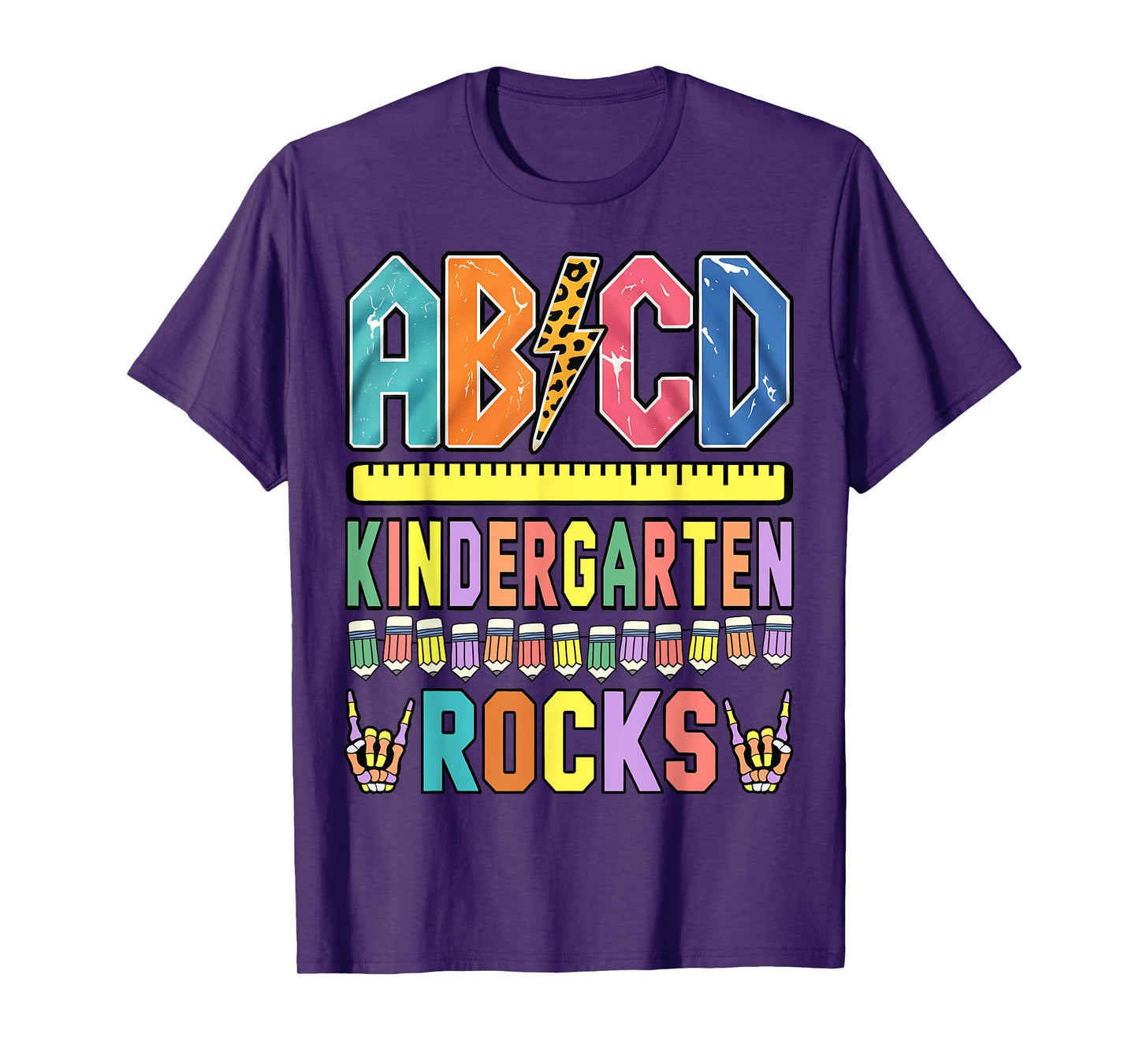 ABCD Kindergarten Rocks Funny Teachers Skeleton Boys Rock T-Shirt