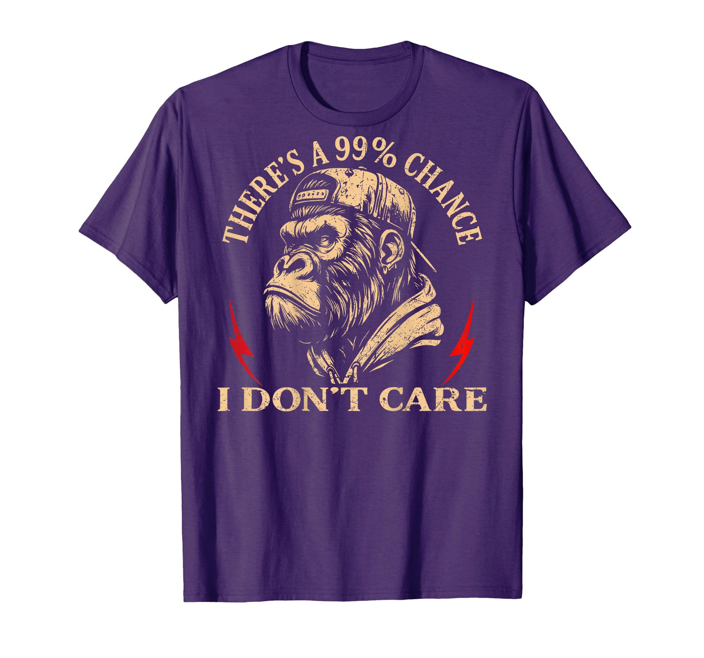(ON Back) There's A 99% Chance I Don't Care Funny Monkey Men T-Shirt