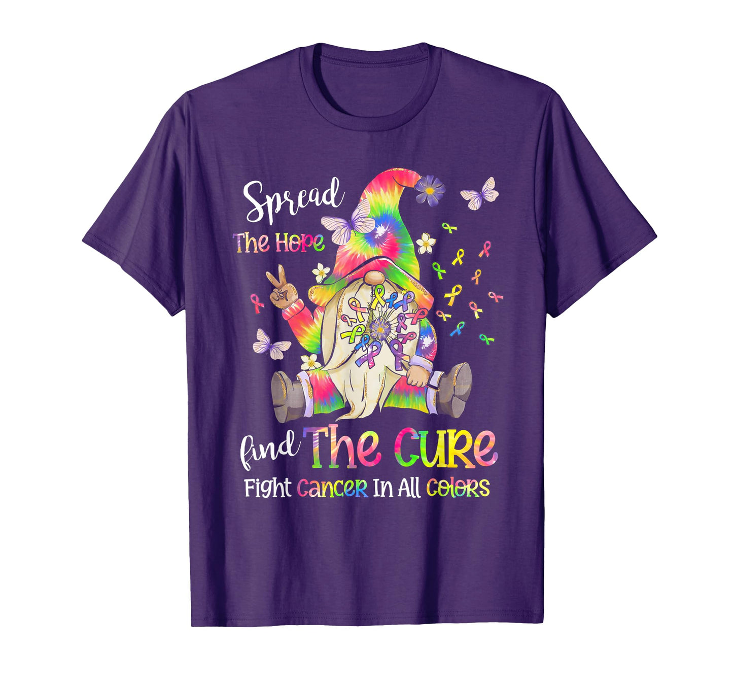 Fight Cancer In All Color Gnome Fight Cancer Ribbons T-Shirt