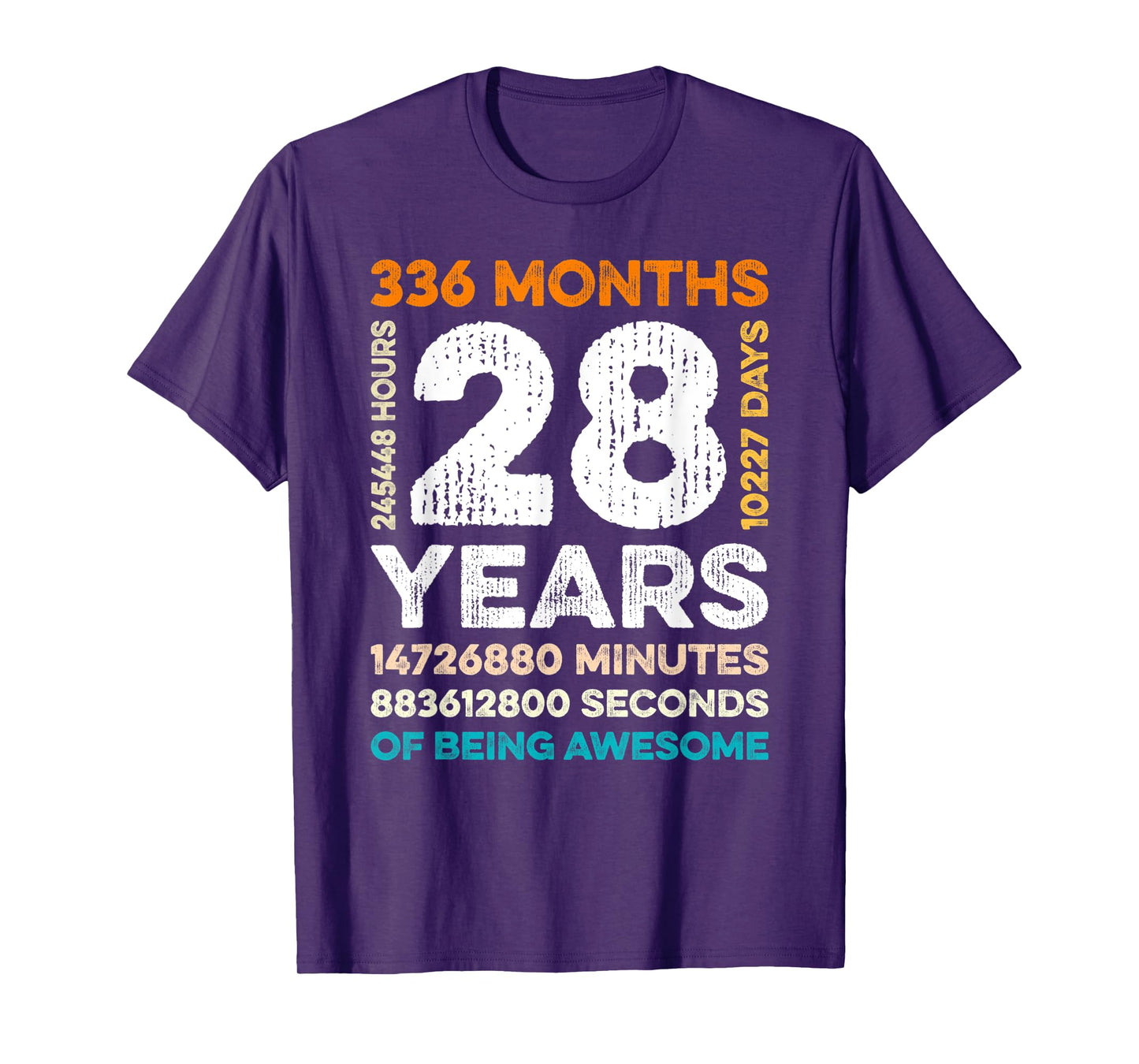 28 Years Old 336 Months Of Being Awesome 28th Birthday Gifts T-Shirt