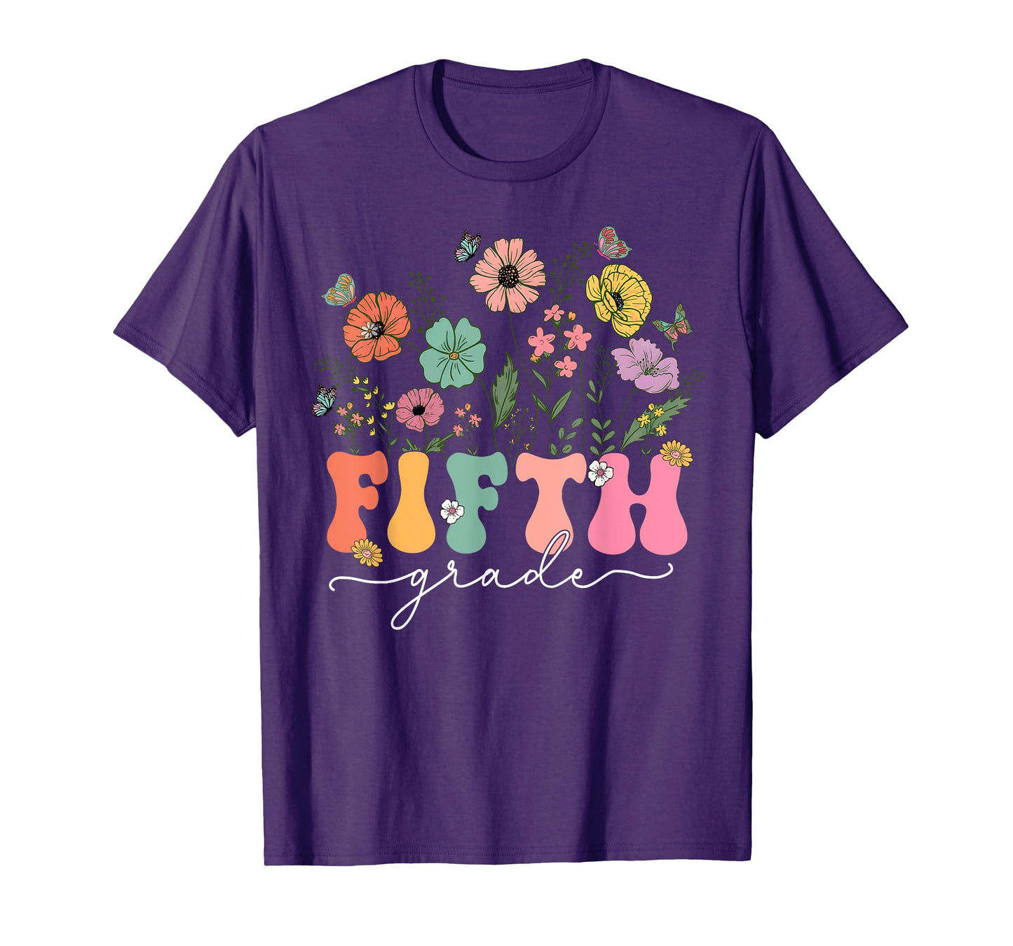 5th Fifth Grade Teacher Wildflower Back To School Floral T-Shirt