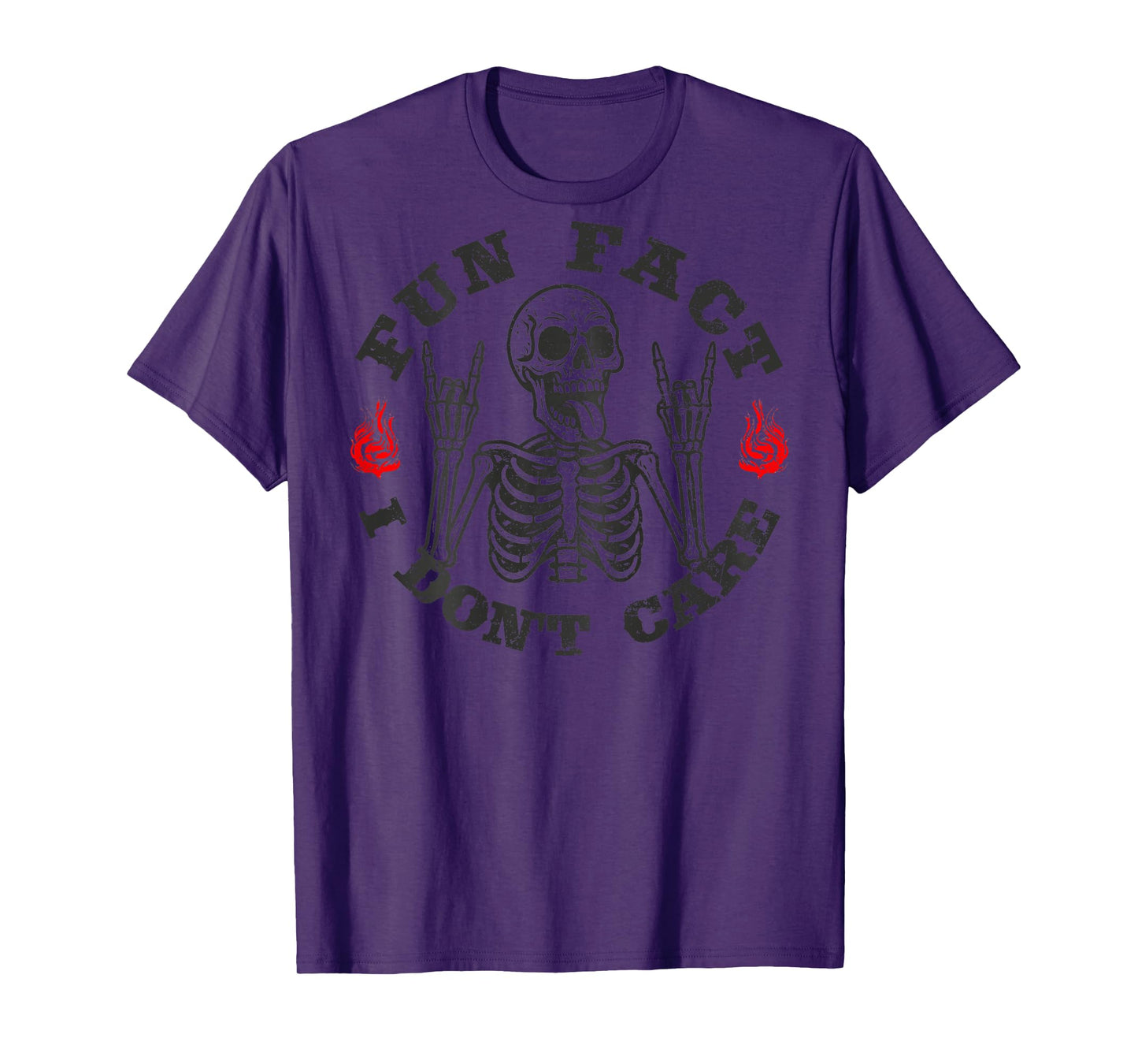 (ON Back) Fun Fact I Don't Care Funny Skeleton Saying Quote T-Shirt