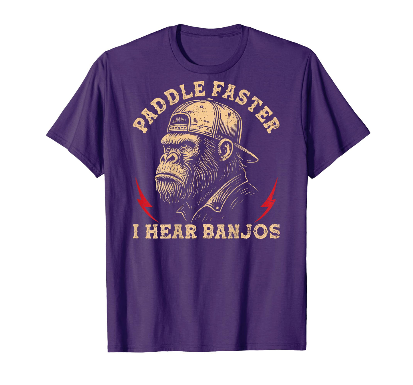 (On Back) Paddle Faster I Hear Banjos Funny Monkey T-Shirt