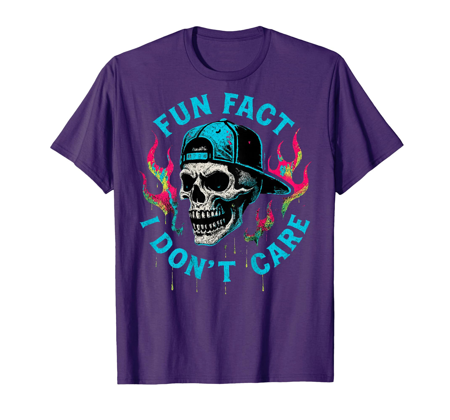 (ON Back) Fun Fact I Don't Care Funny Skeleton Quote Graphic T-Shirt