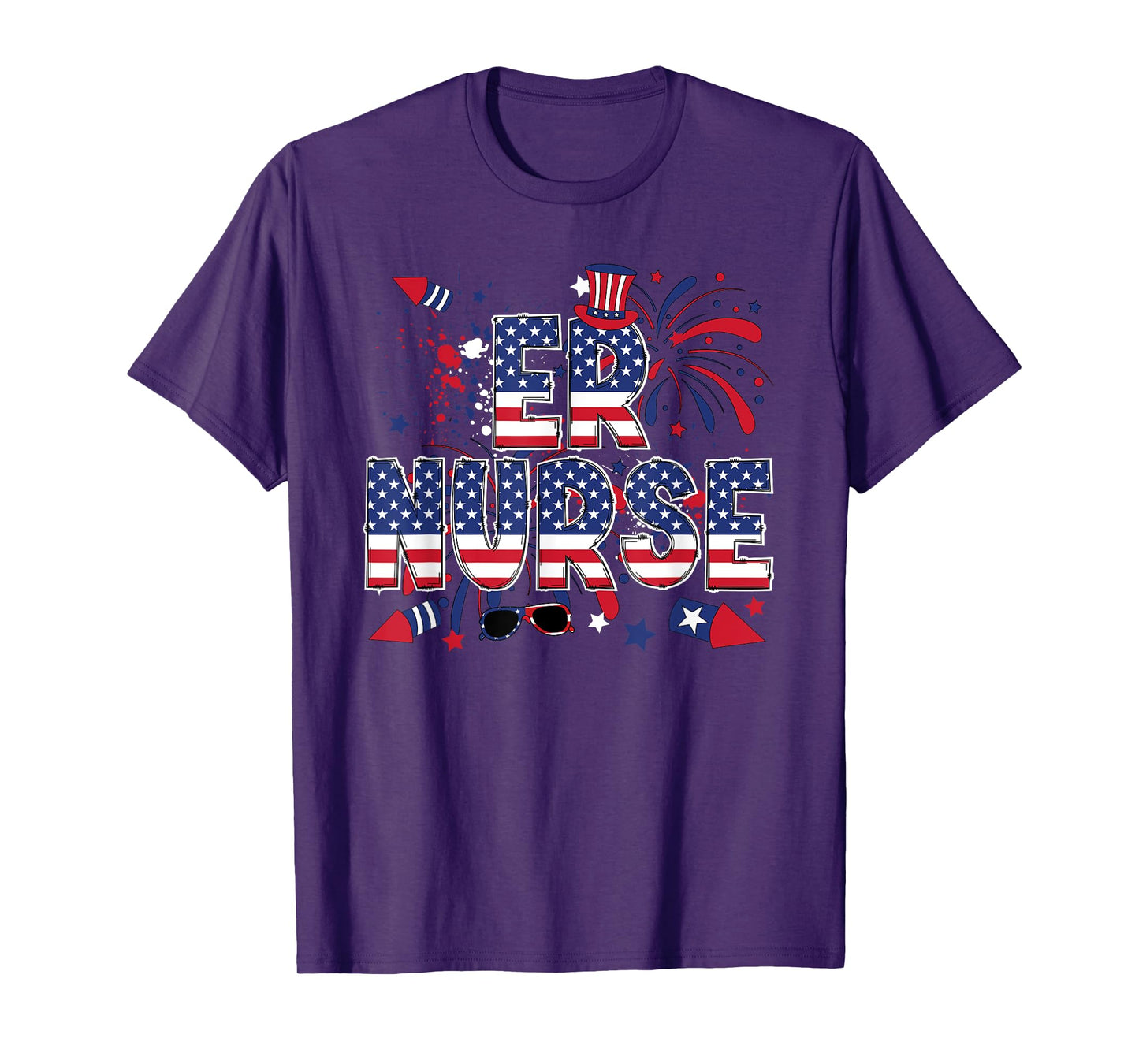 4th Of July Emergency Nurse American Flag ER Nurse T-Shirt