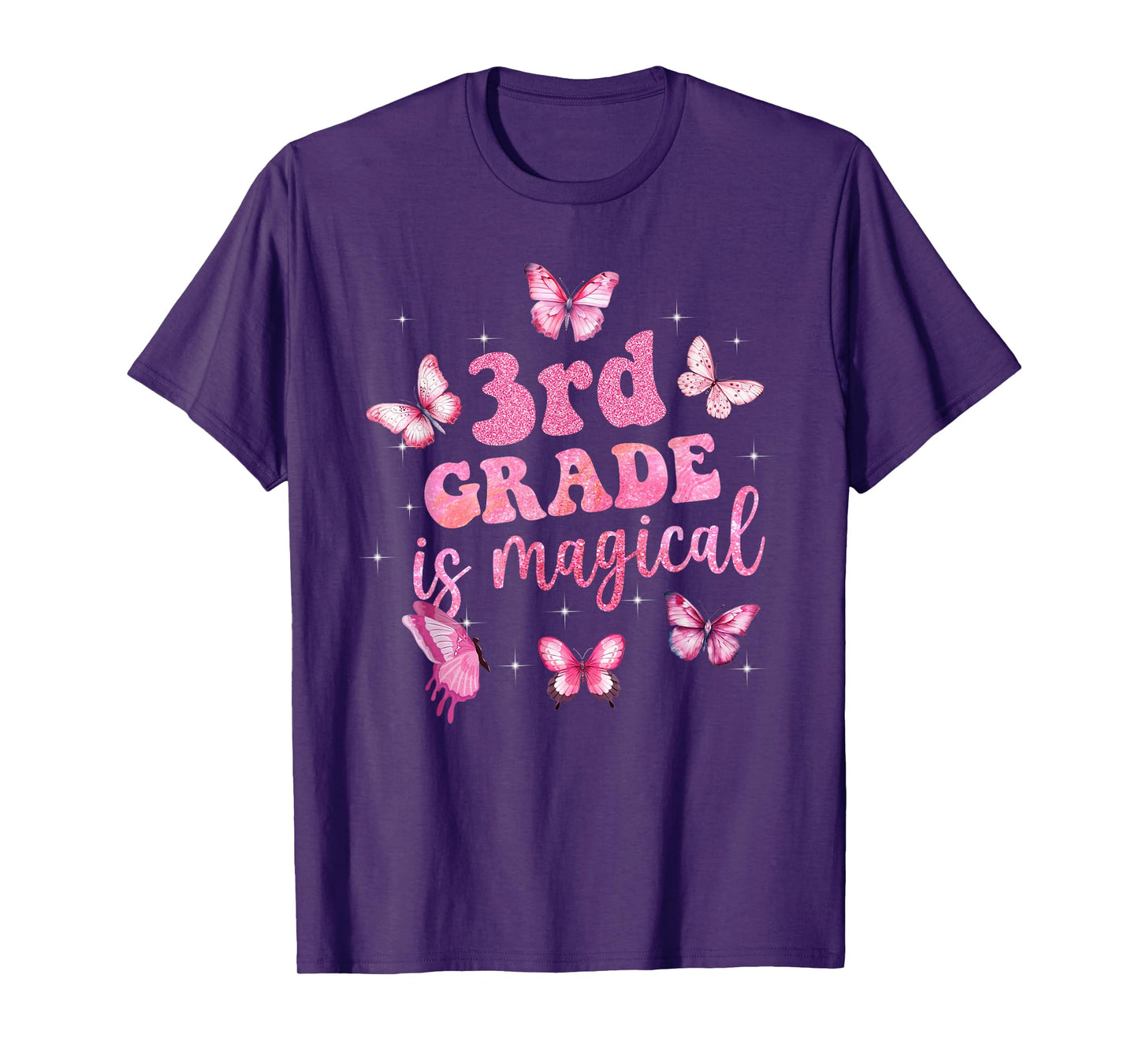 3rd Grade Is Magical Pink Butterfly Girls Back To School T-Shirt