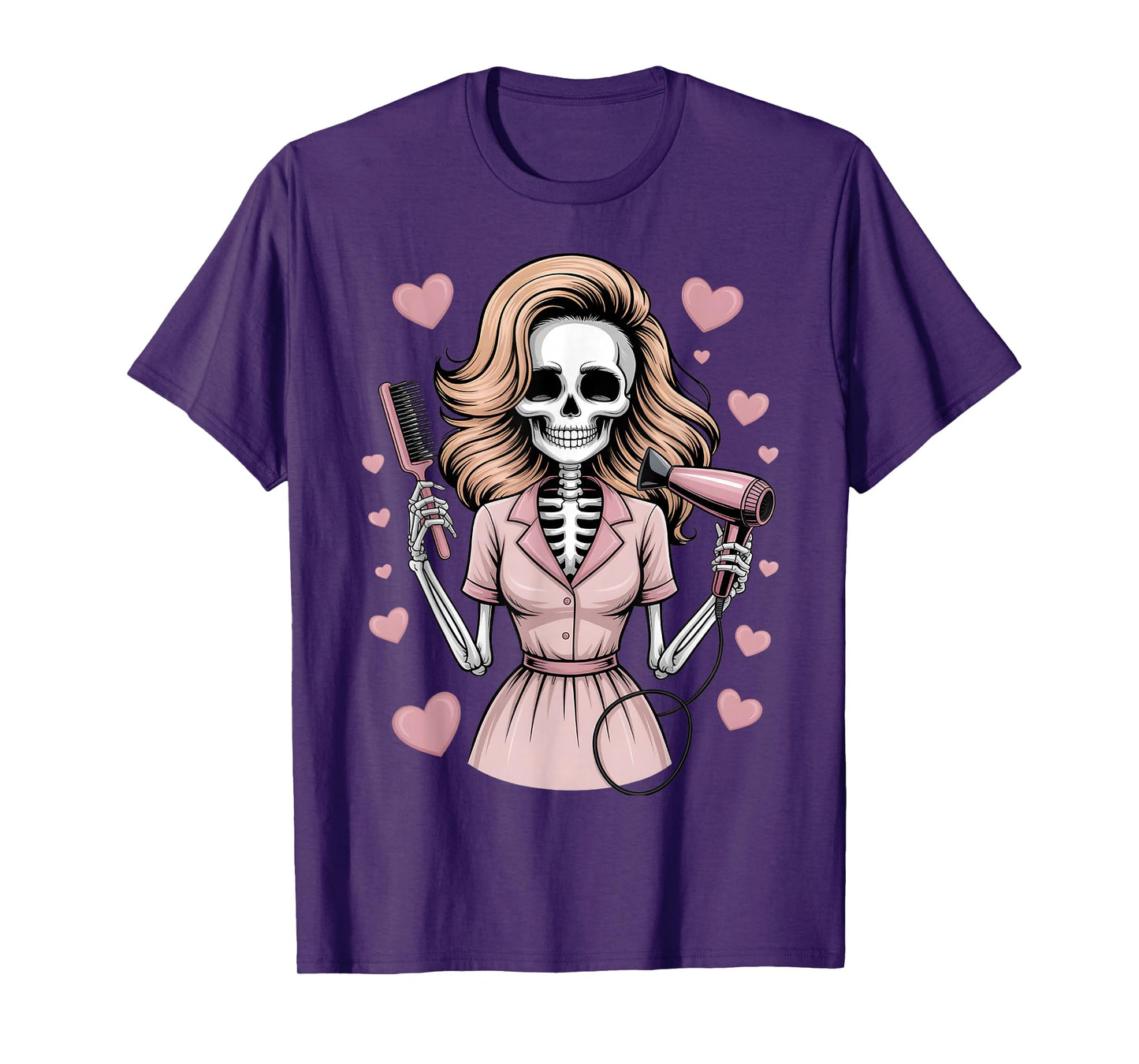Halloween Gothic Skeleton Hairdresser T-Shirt
