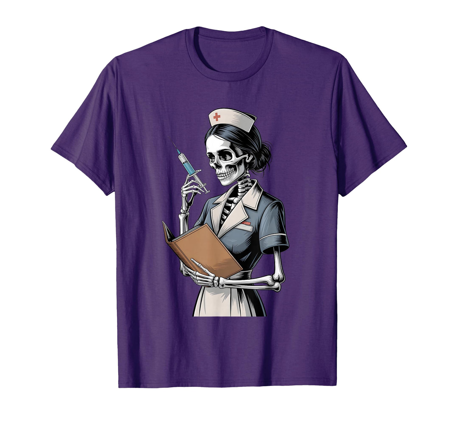 Halloween Gothic Skeleton Nurse with Syringe T-Shirt