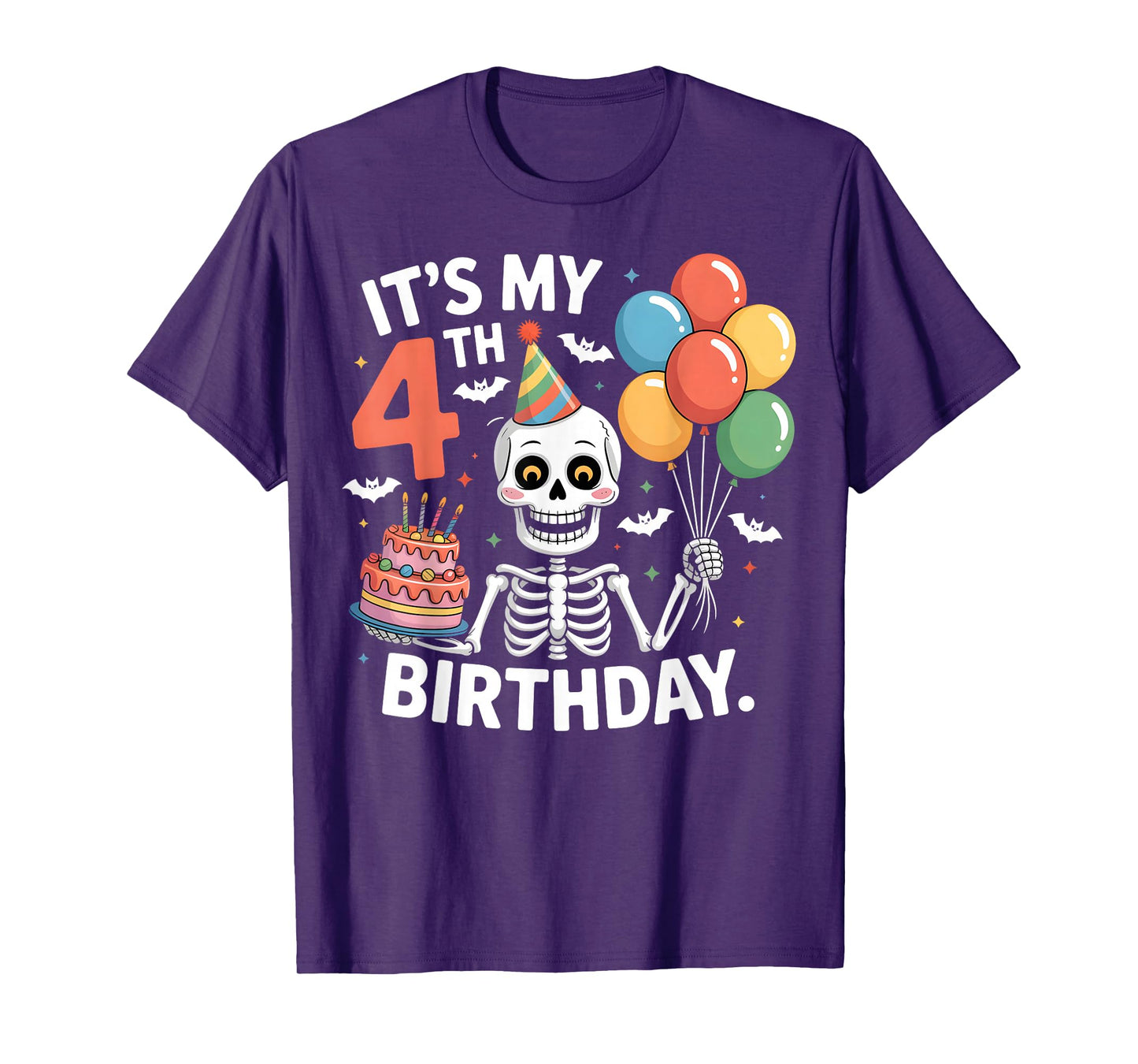 4th Birthday Skeleton Halloween Party for Kids T-Shirt