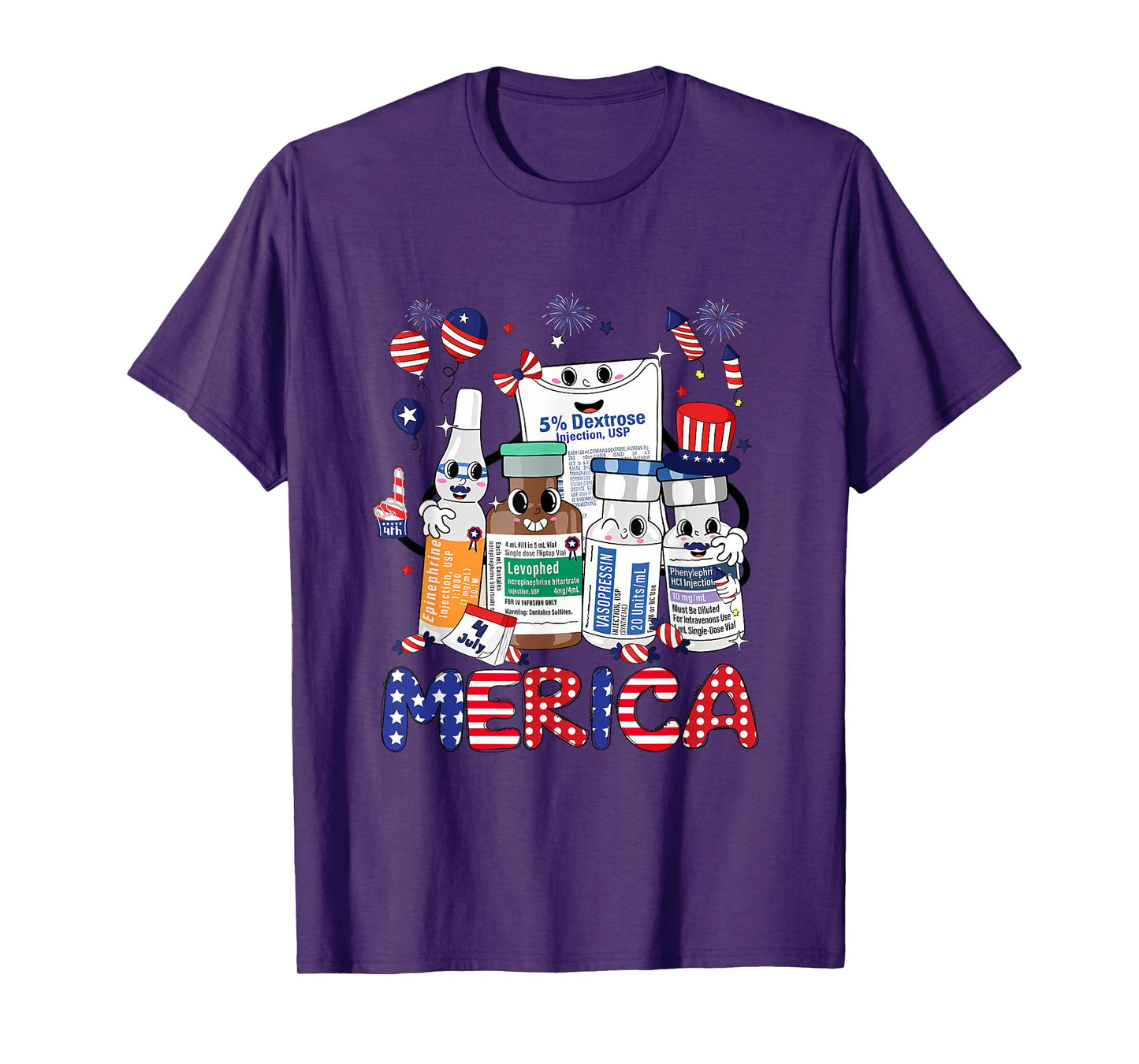 4th of July Red White Icu Nurse Care Er Ed Rn Micu Cvicu Women Men T-Shirt