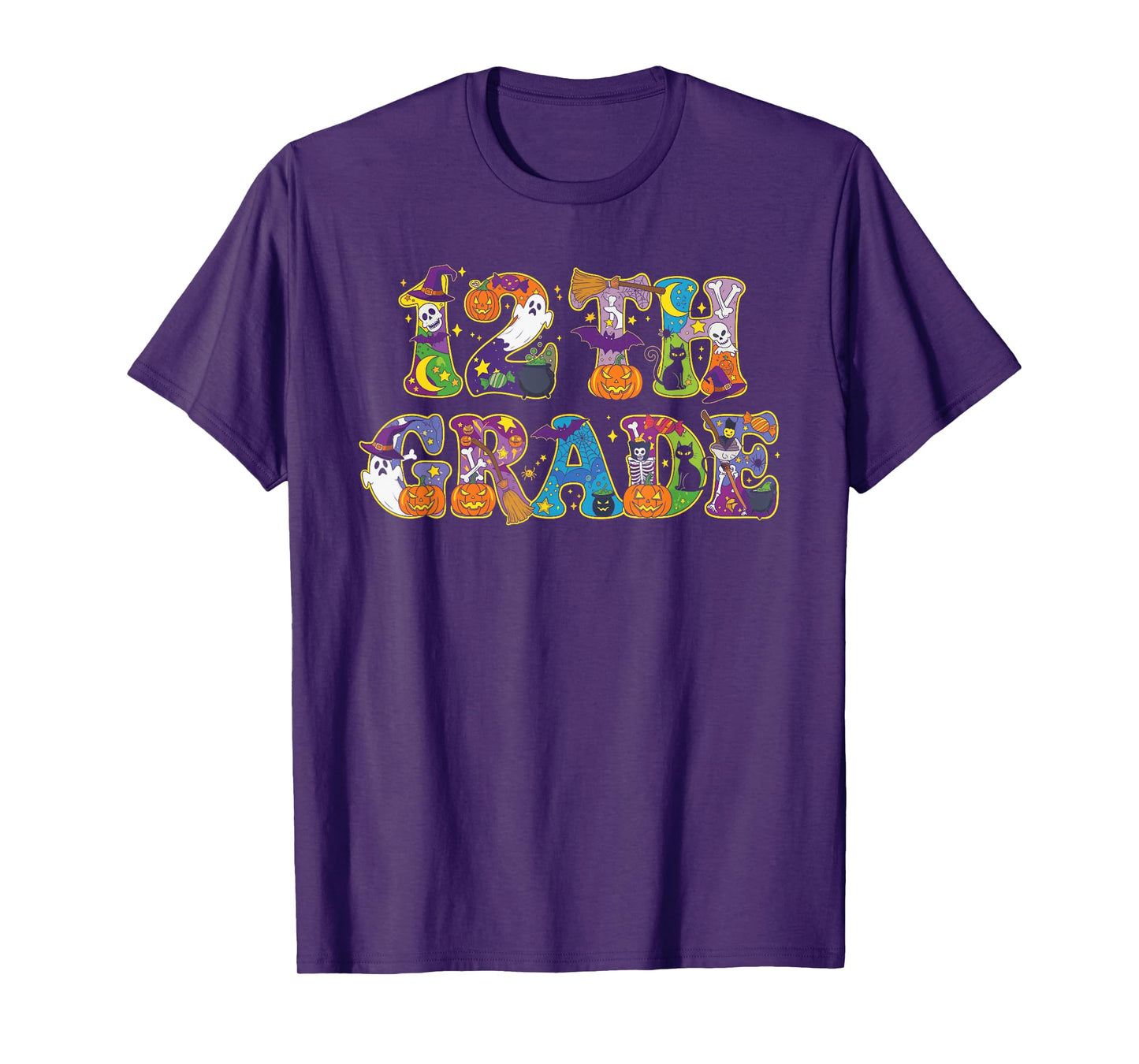 12th Grade Pumpkin Ghost Skeleton Halloween Kids Mens Womens T-Shirt