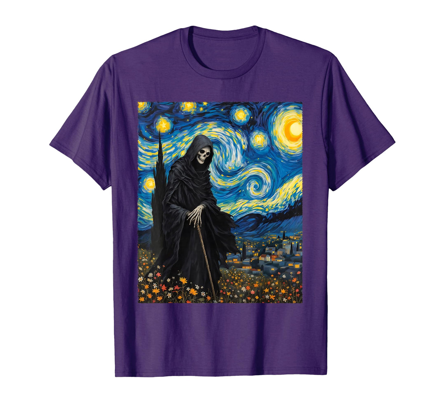 Halloween Grim Reaper Gothic Van Gogh Party Costume T-Shirt