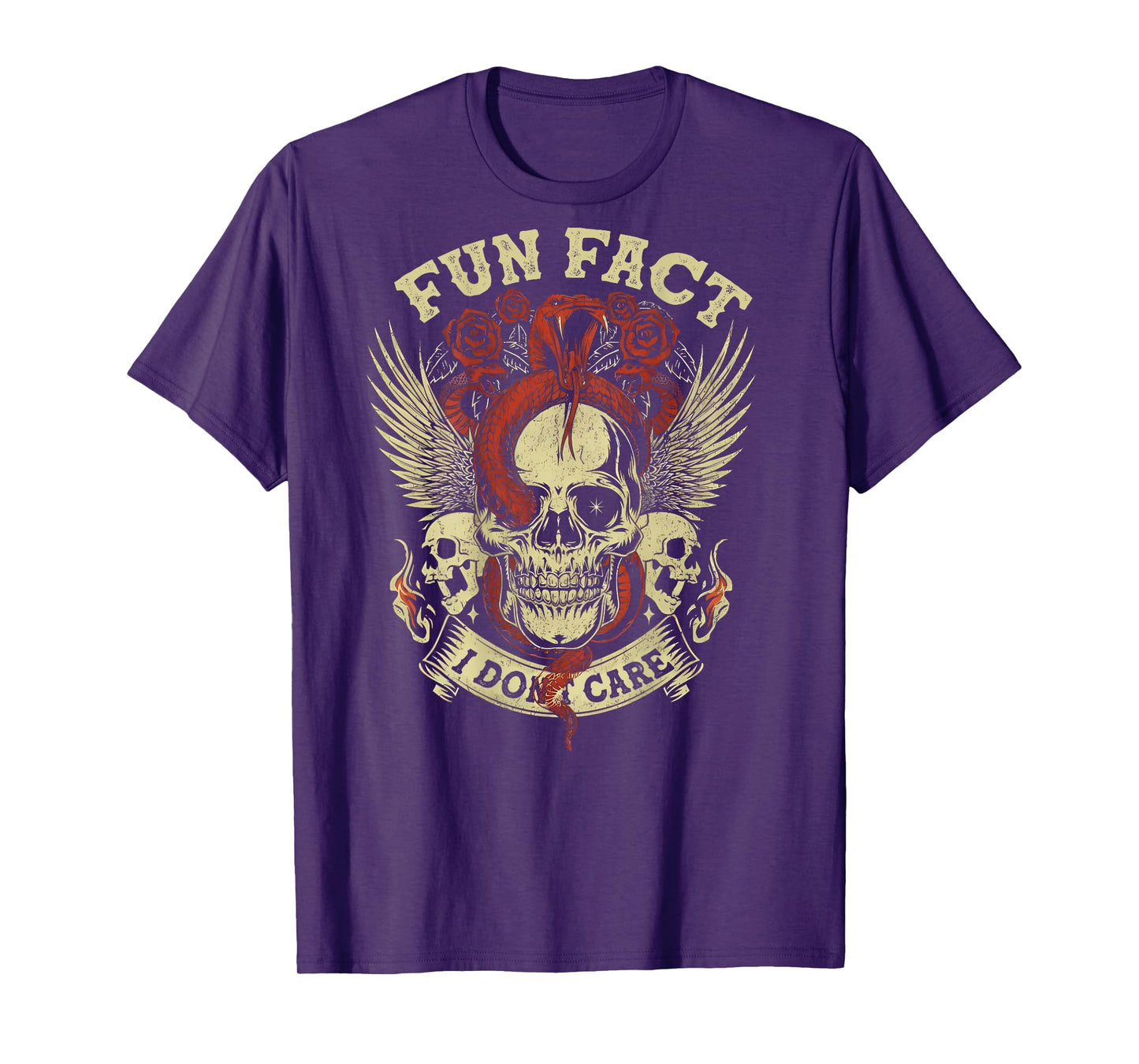 (ON Back) Fun Fact I Don't Care Funny Skeleton Saying Quote T-Shirt