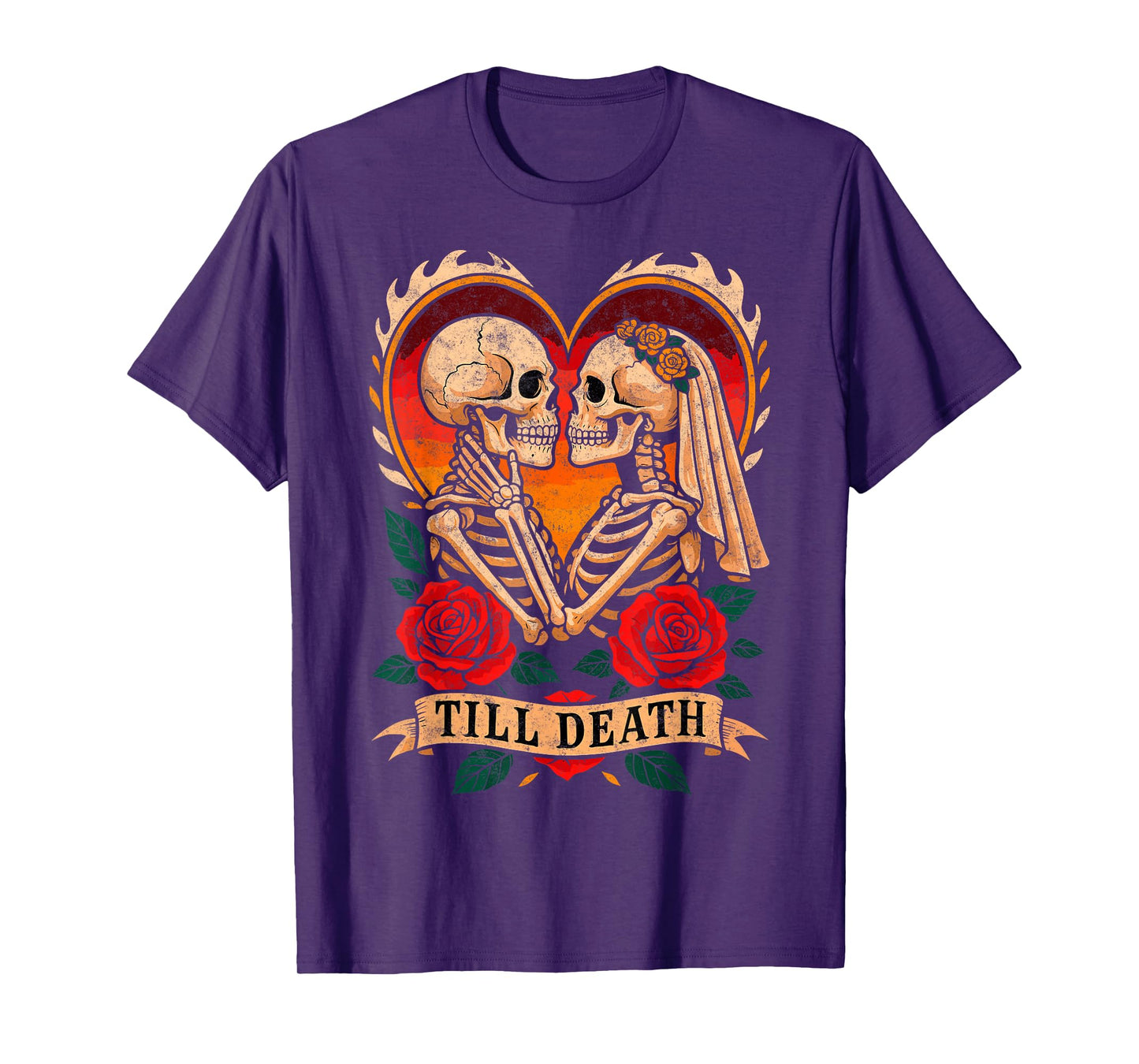'Til Death Couple Skeletons Tee American Traditional Tattoo T-Shirt