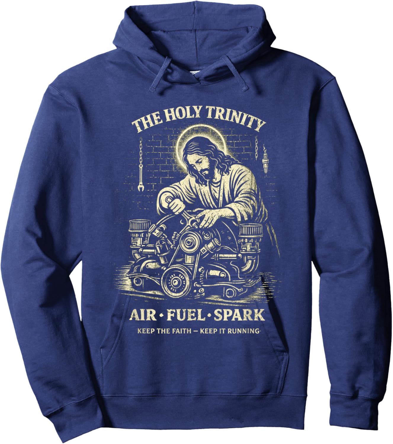 Holy Trinity Air Fuel Spark Keep The Faith Keep It Running T-Shirt - Hoodie | Navy