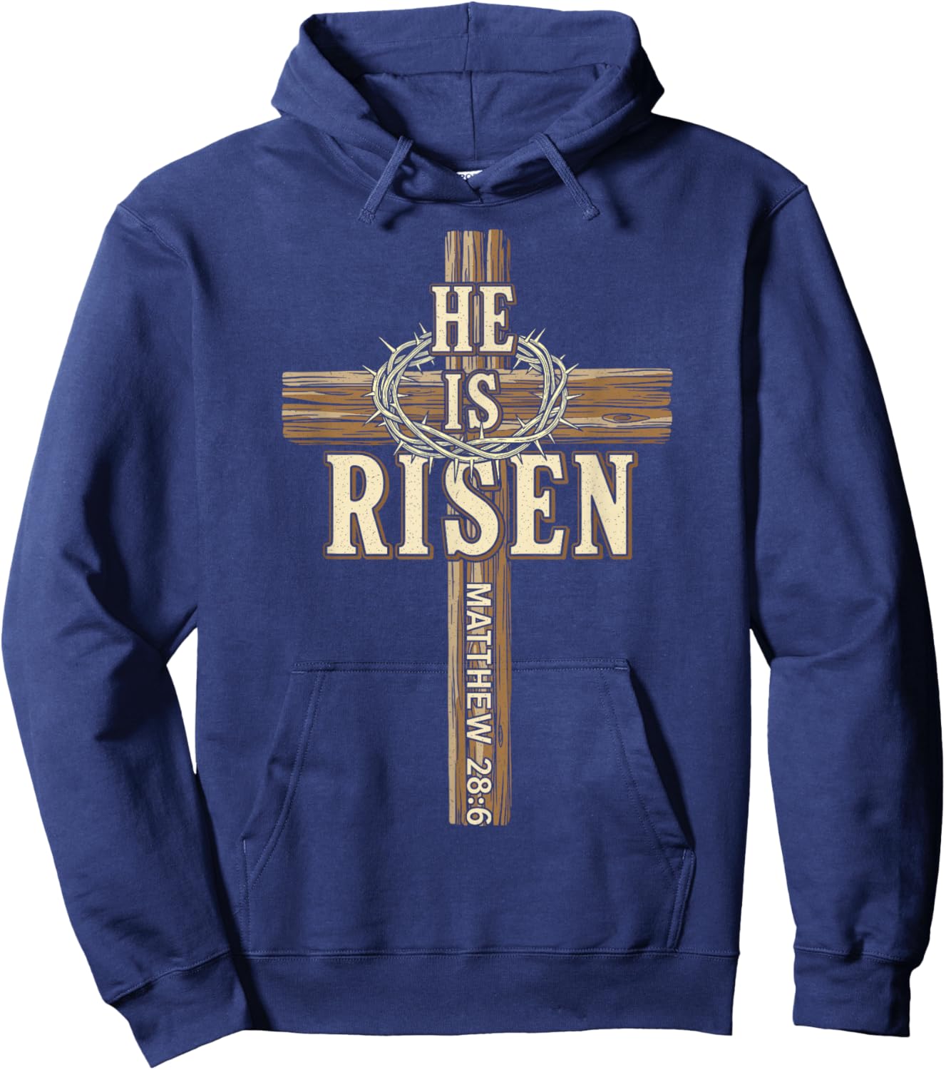 Easter Cross He is Risen Jesus Christian Men Women Boys Kids T-Shirt - Hoodie | Navy