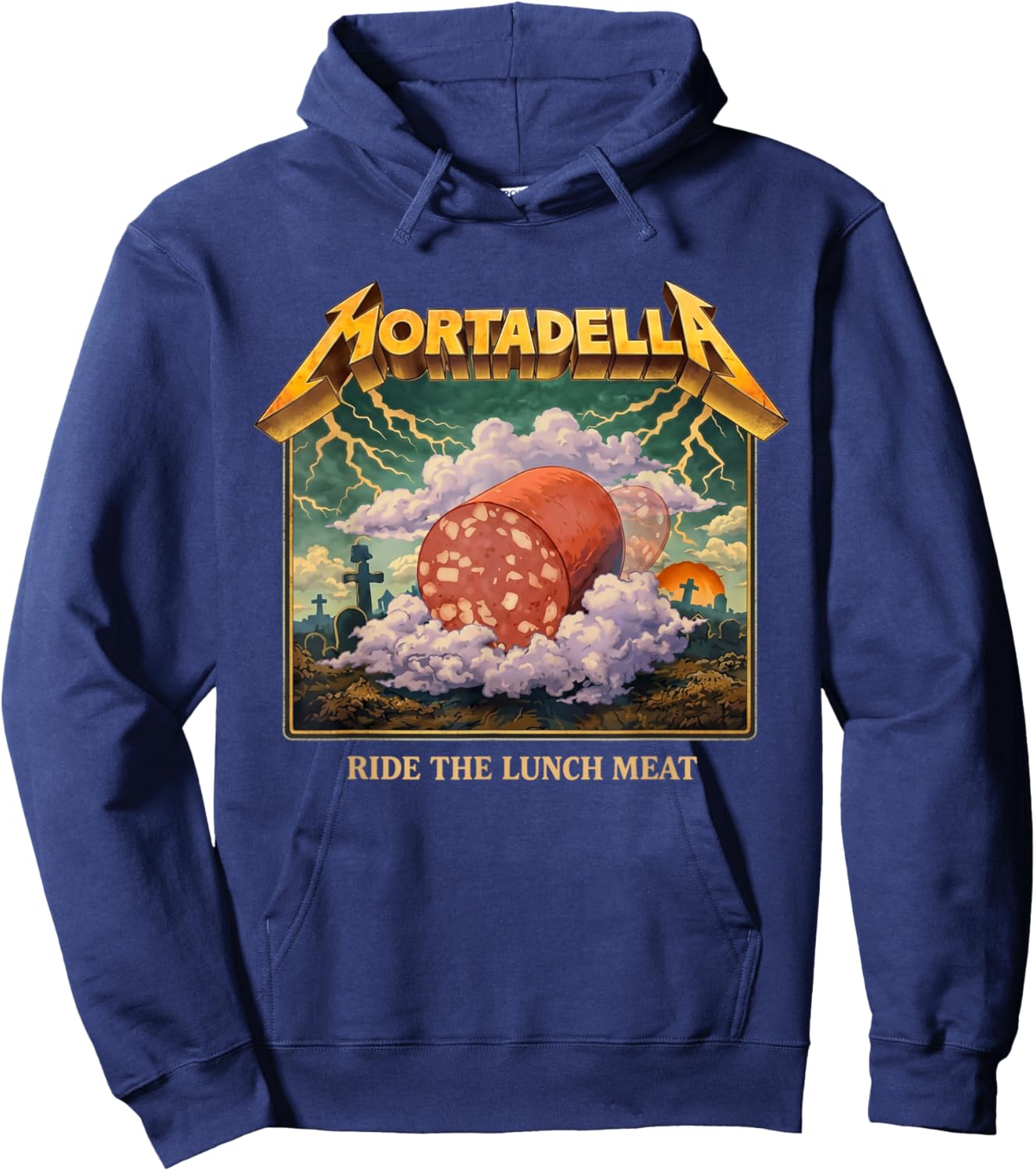 Mortadella Ride The Lunch Meat Italian Food Funny T-Shirt Hoodie - Hoodie | Navy