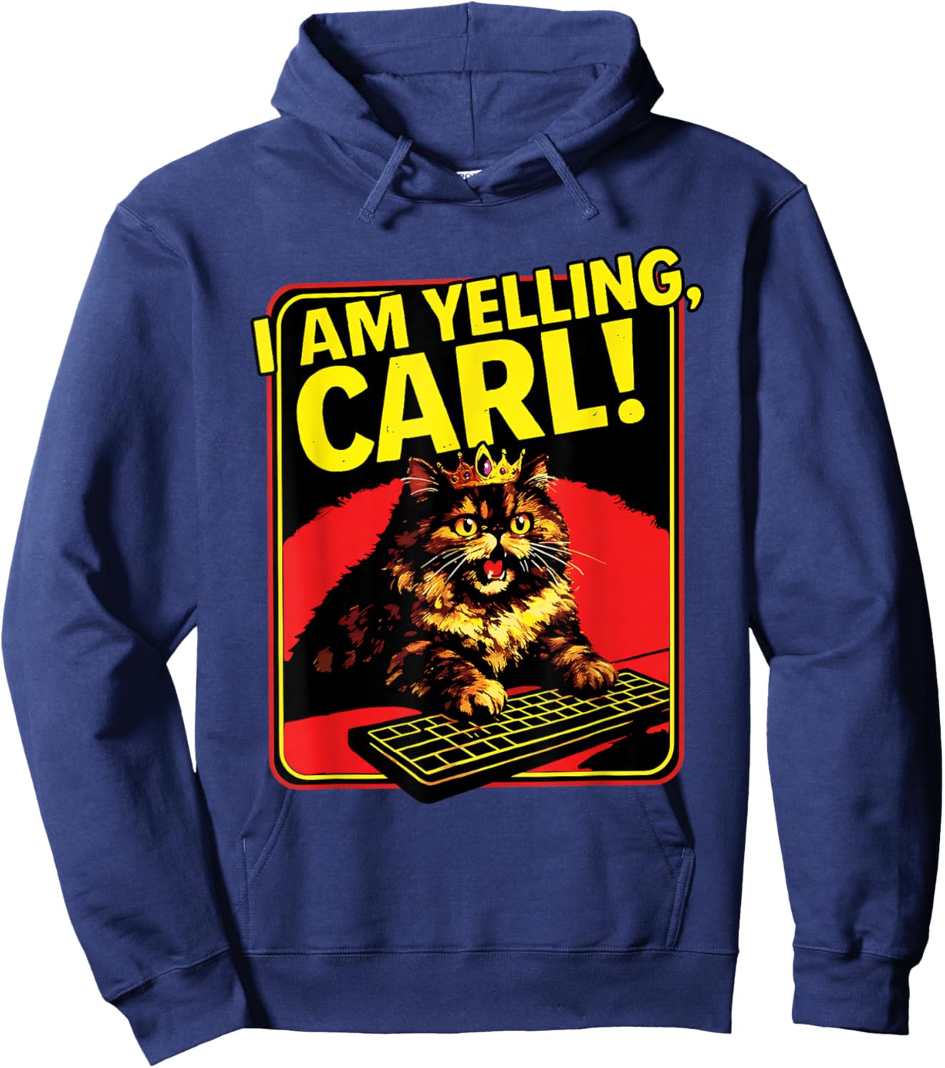 Funny I Am Yelling Carl Cat Meme T-Shirt - Hoodie | Navy